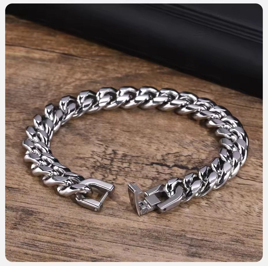 Jewelry 12 mm + 22 cm Cuban Chain Bracelets Size ONE SIZE - 11 Thumbnail