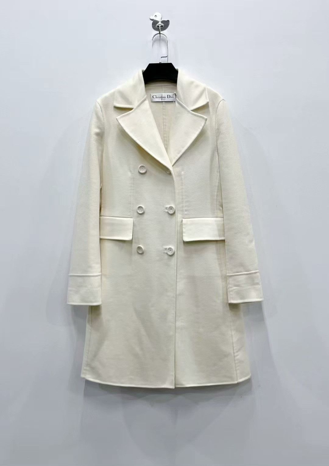Dior Dior White Double-Breasted Cashmere Blend Coat Size S / US 4 / IT 40 - 1 Thumbnail
