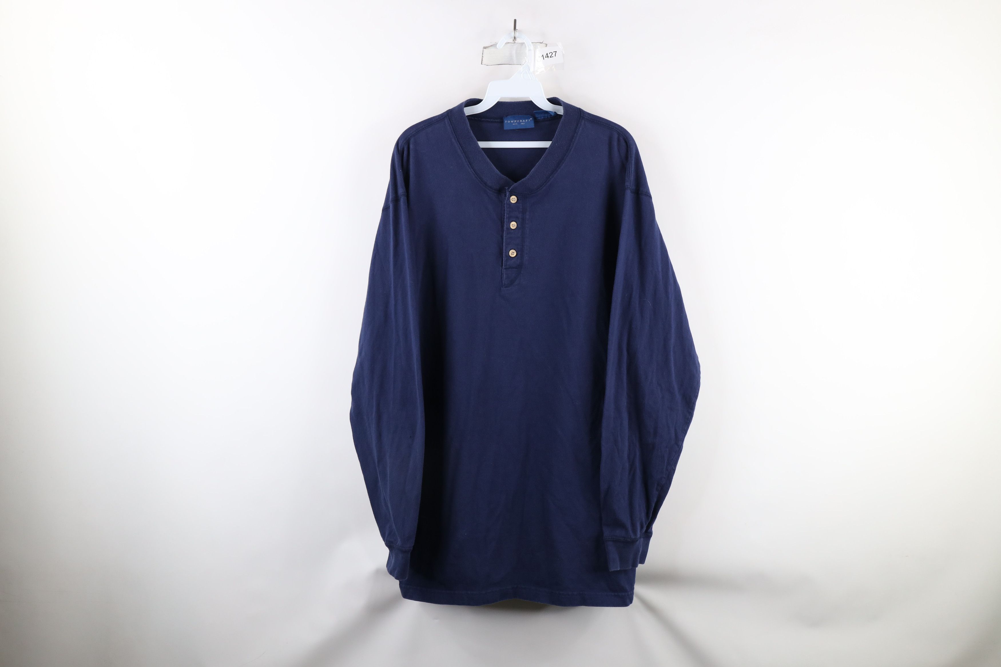 Vintage Vintage 90s Streetwear Sleeve Henley T-Shirt Blue Cotton Size US XL / EU 56 / 4 - 1 Thumbnail