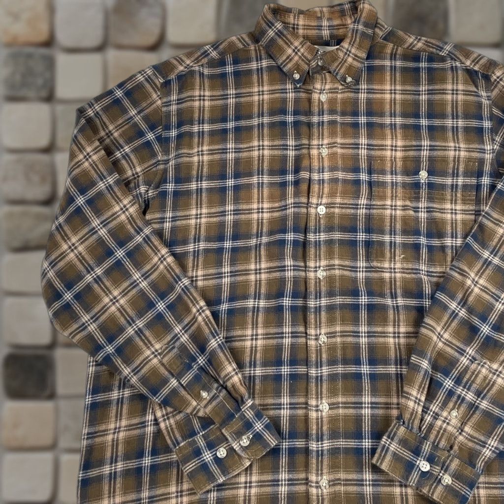 Wrangler VINTAGE Wrangler Shirt Mens Large Tall Brown Flannel Long Sleeve Button Down Work Rugged Size US L / EU 52-54 / 3 - 1 Thumbnail