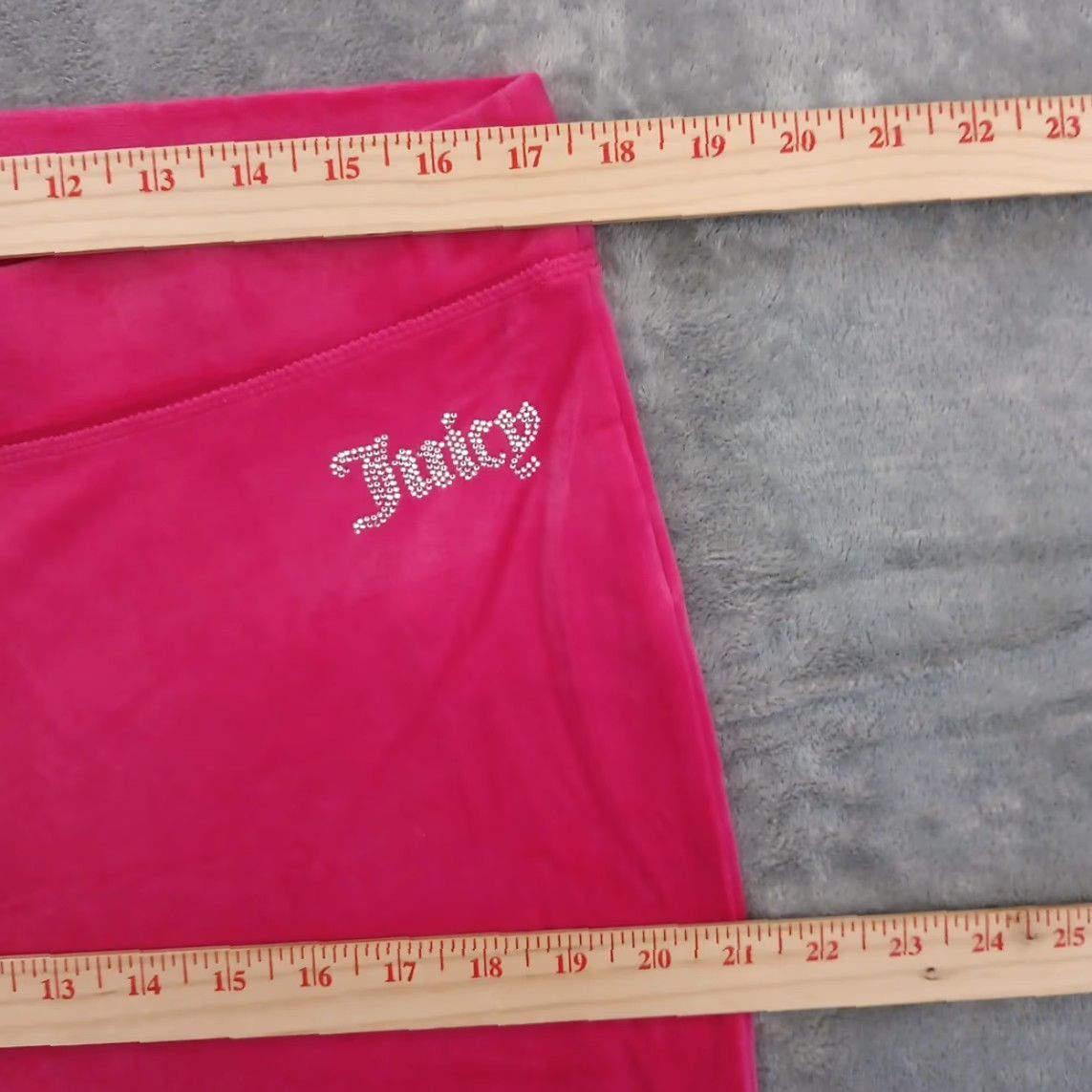 Juicy Couture Juicy Couture Sweatpants Womens Large Pink Velour Pull On Bootcut Rhinestones Pants 30.5in Inseam Size 24" / US 00 / IT 34 - 2 Thumbnail