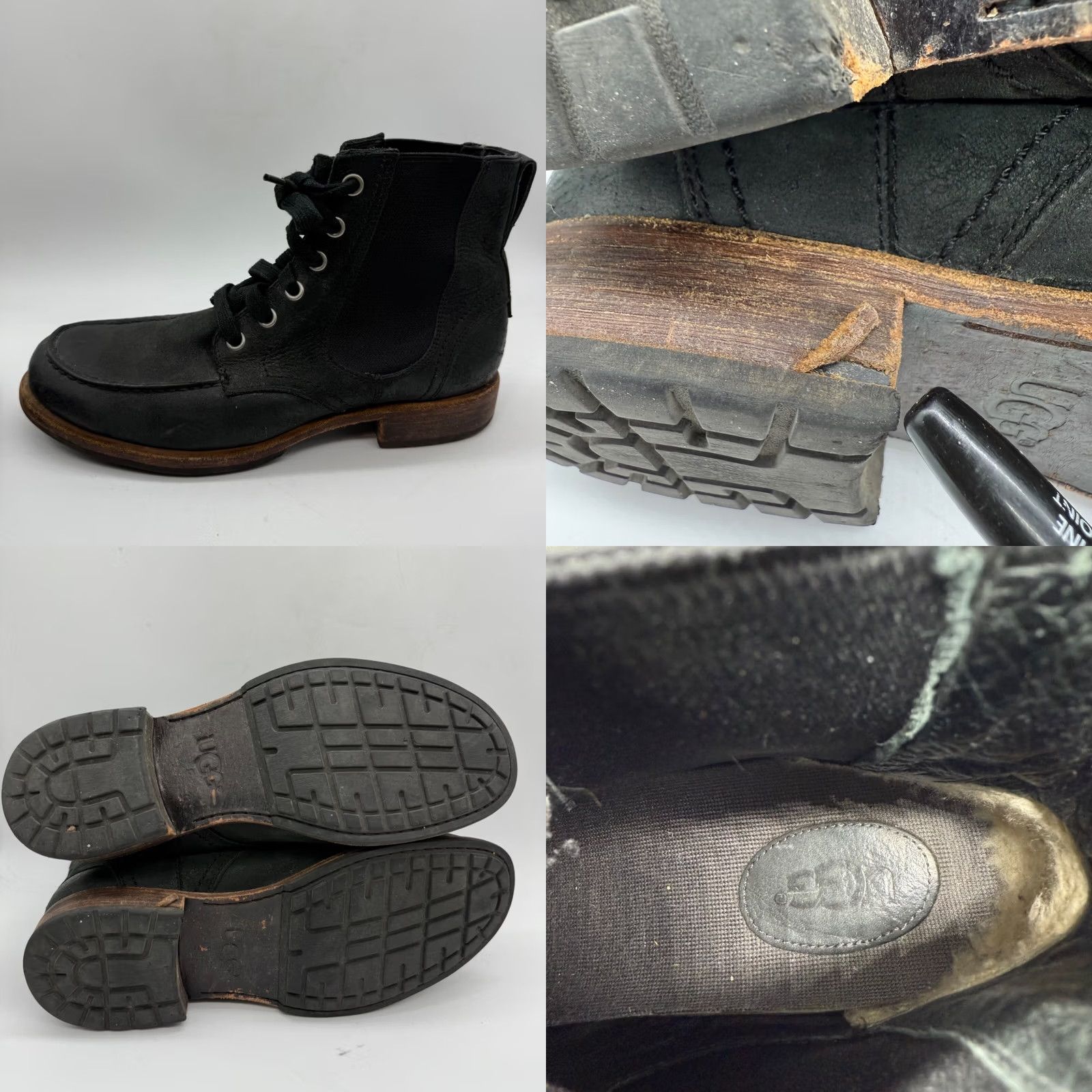 Ugg Ugg Mens Jarrett Faded Black Lace Up Leather Ankle Boots Size 10 Block Heel Size US 10 / EU 43 - 8 Thumbnail