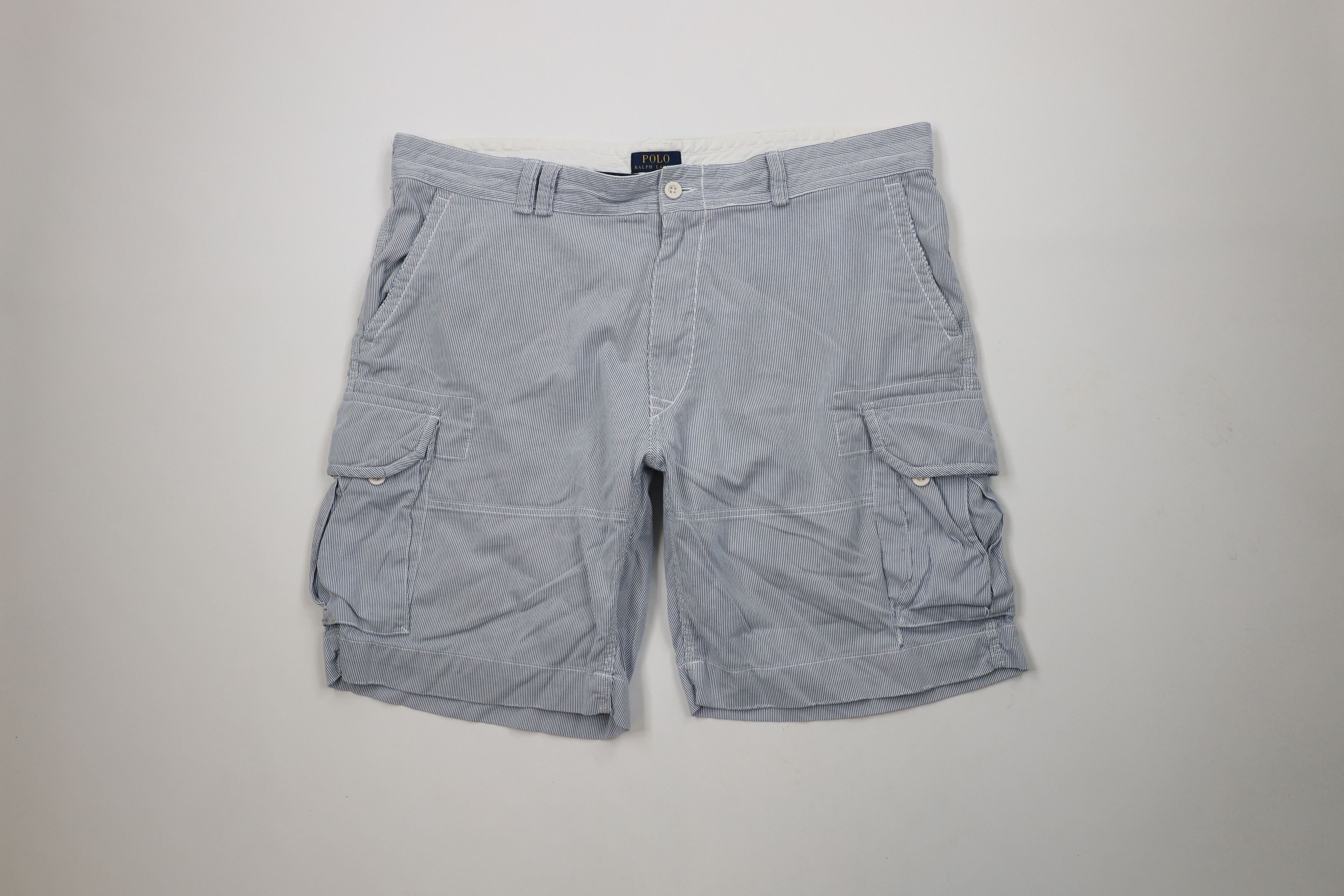 Ralph Lauren × Vintage Vintage Ralph Lauren Striped Heavyweight Cargo Shorts Size US 42 / EU 58 - 1 Thumbnail
