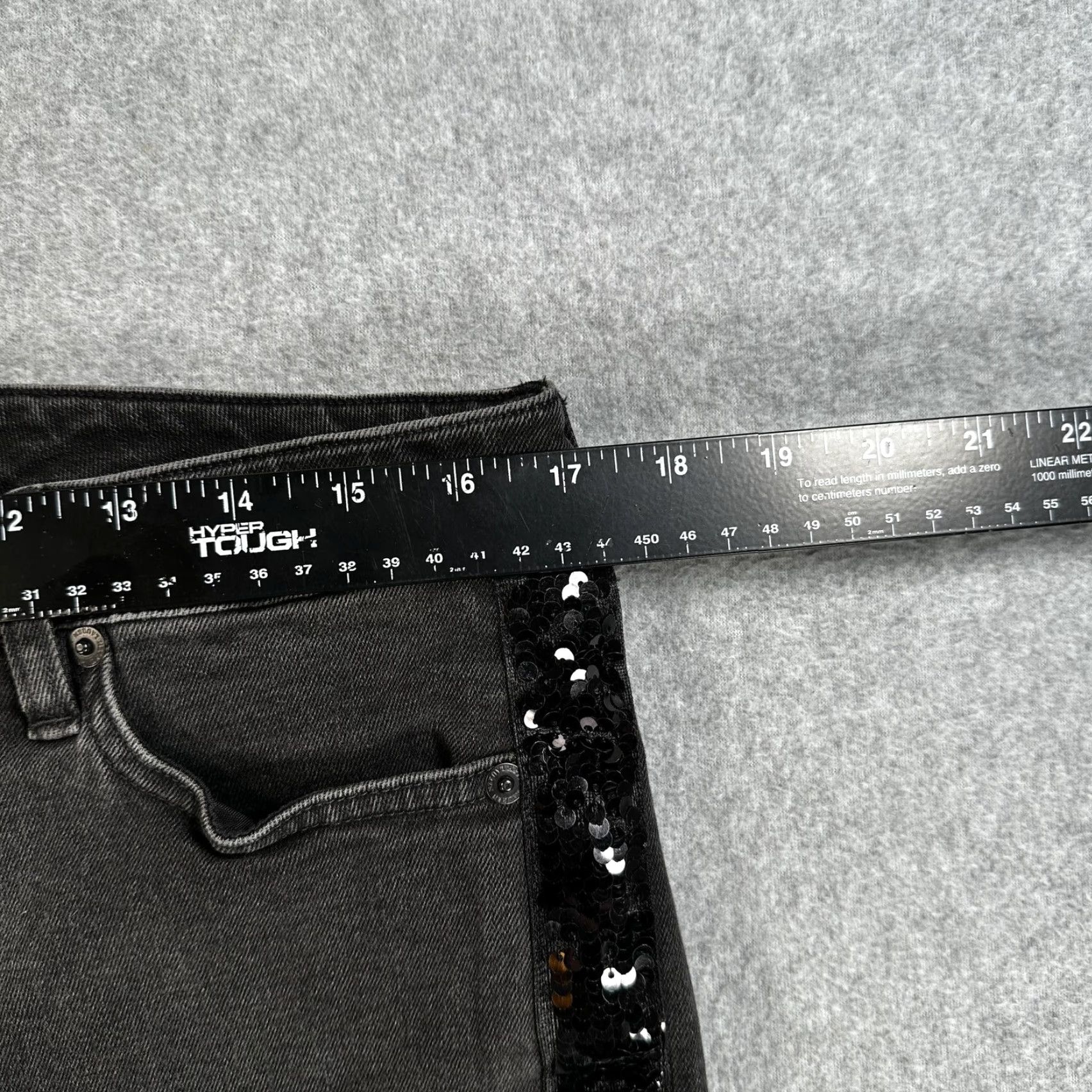 Ralph Lauren Lauren Ralph Lauren Jeans Womens 14 Charcoal Gray Sequin Side Stripe Straight Leg Denim Size 36" / US 14 / IT 50 - 7 Thumbnail