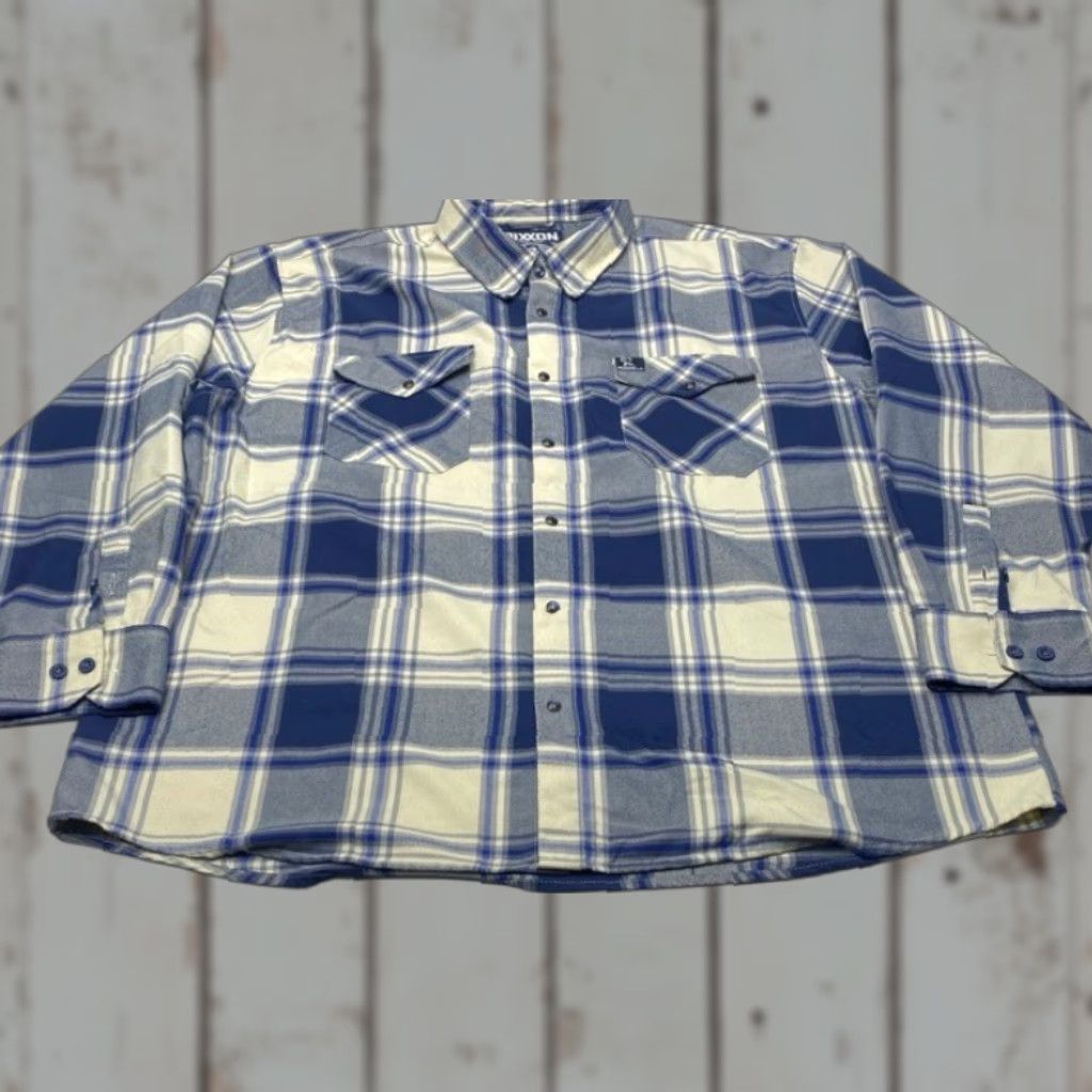 Vintage Dixxon Flannel Mens 4XL Blue Plaid Pearl Snap Casual Shirt Mens 4XL Big & Tall Size US XXL / EU 58 / 5 - 1 Thumbnail