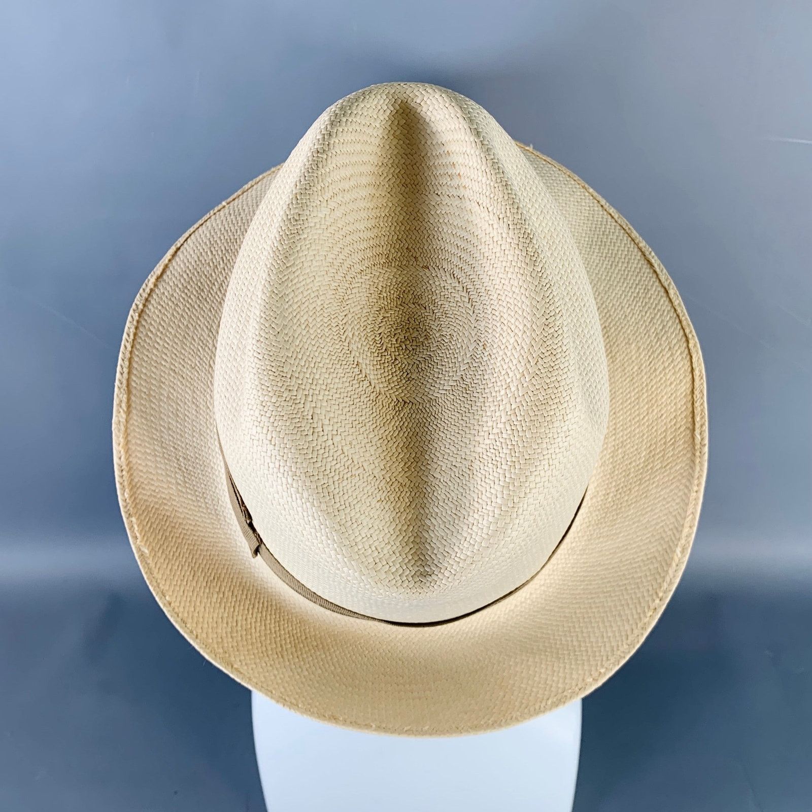Barneys New York BARNEY'S NEW YORK Size S Beige Taupe Woven Straw Fedora Size ONE SIZE - 4 Thumbnail