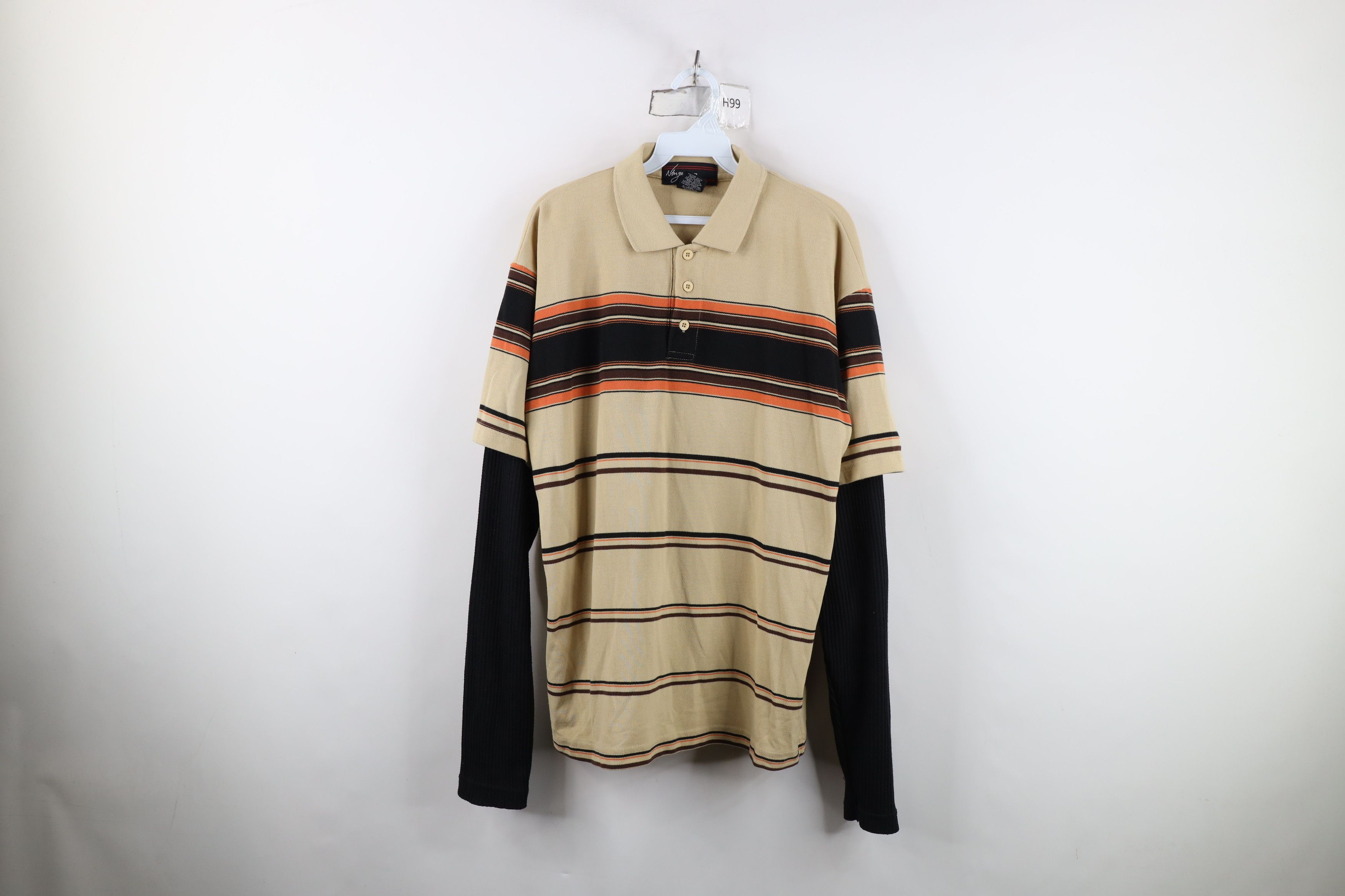 Vintage Vintage Y2K Streetwear Striped Long Sleeve Polo Shirt Size US L / EU 52-54 / 3 - 1 Thumbnail