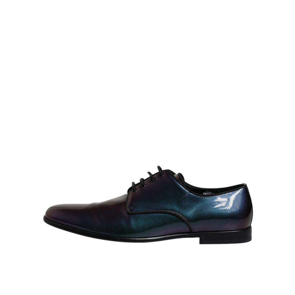 Dolce & Gabbana Dolce & Gabbana Multicolor Peacock Patent Leather Derby Men Size US 11 / EU 44 - 6 Thumbnail