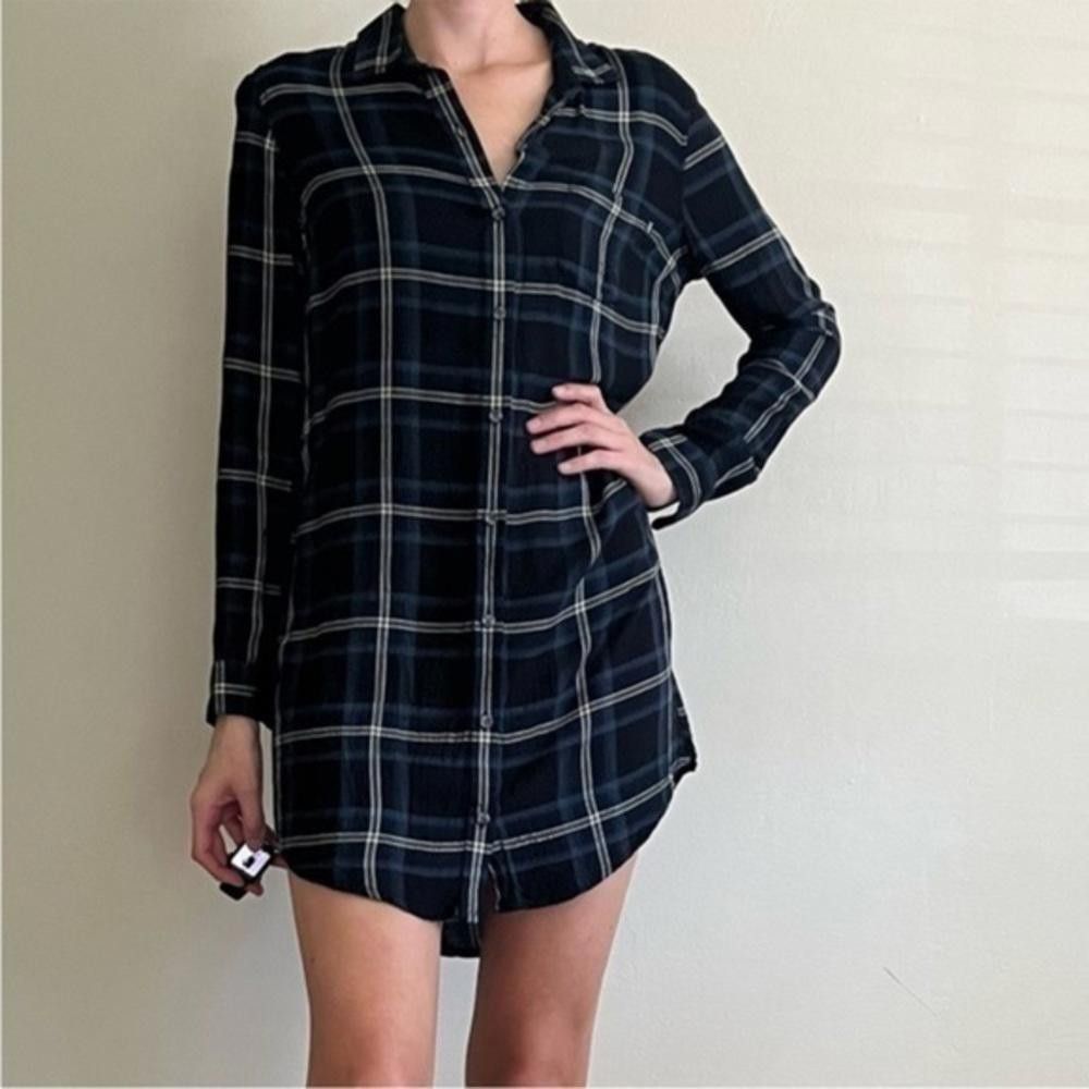 Designer Obey 89 xxs plaid tunic dress button up Size XXS / US 00 / IT 34 - 1 Thumbnail