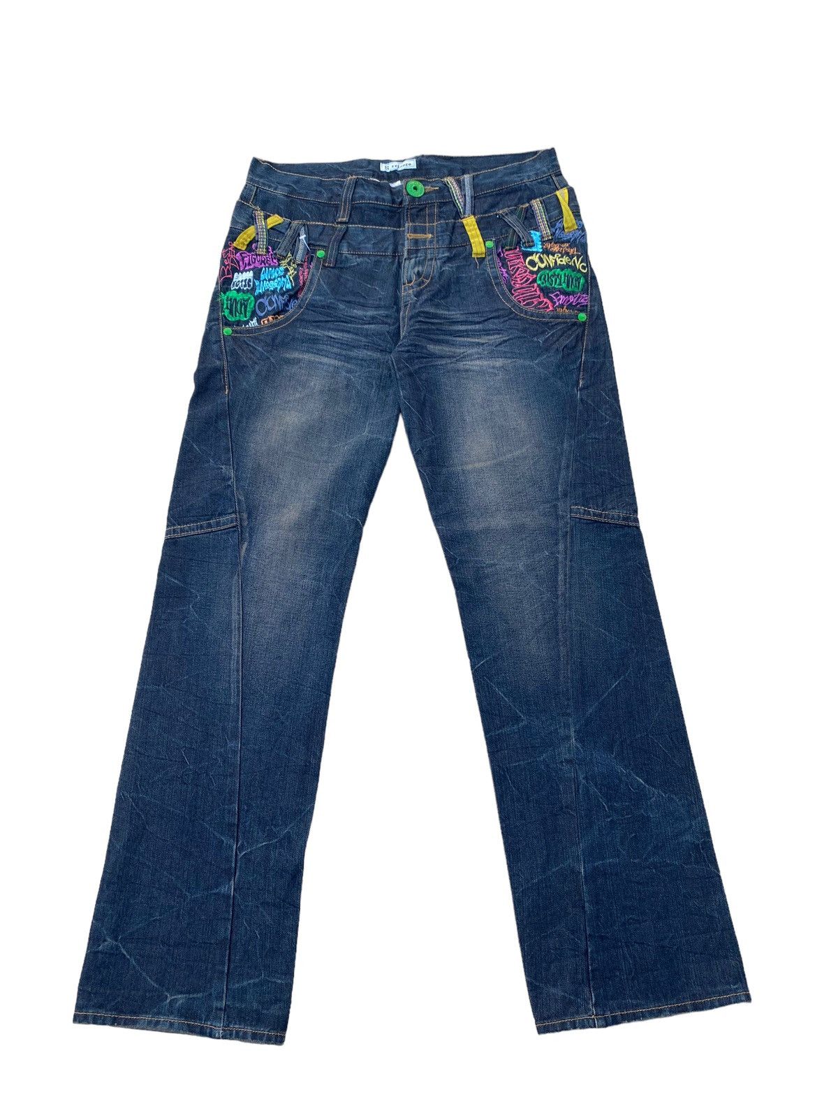 image of Distressed Denim Vintage Sorridere Pre Faded Double Waist Pant in Blue, Men's (Size 34)