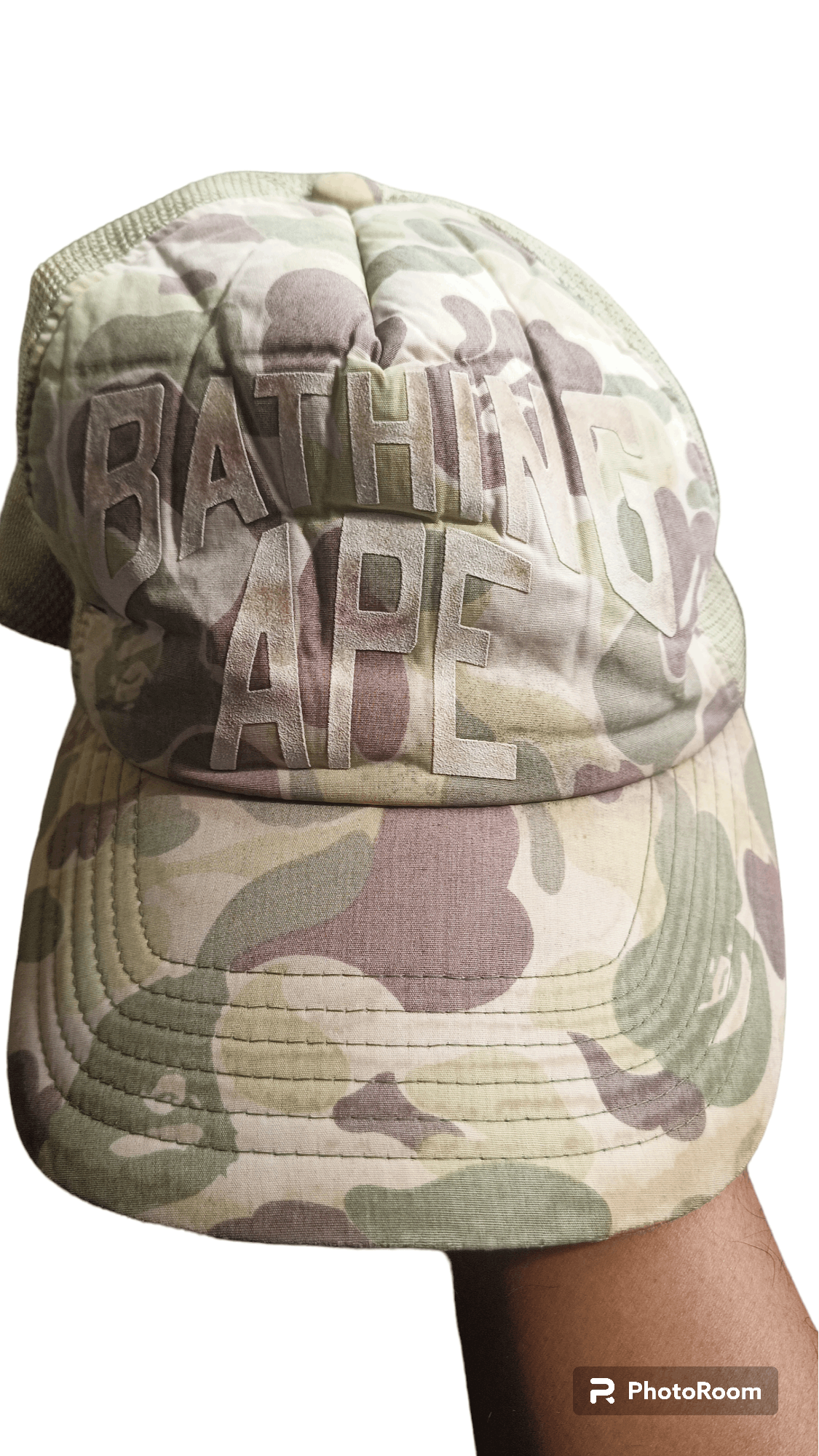 Bape × Vintage Vintage BAPE Camo NYC Logo distressed Mesh Cap Size ONE SIZE - 2 Thumbnail