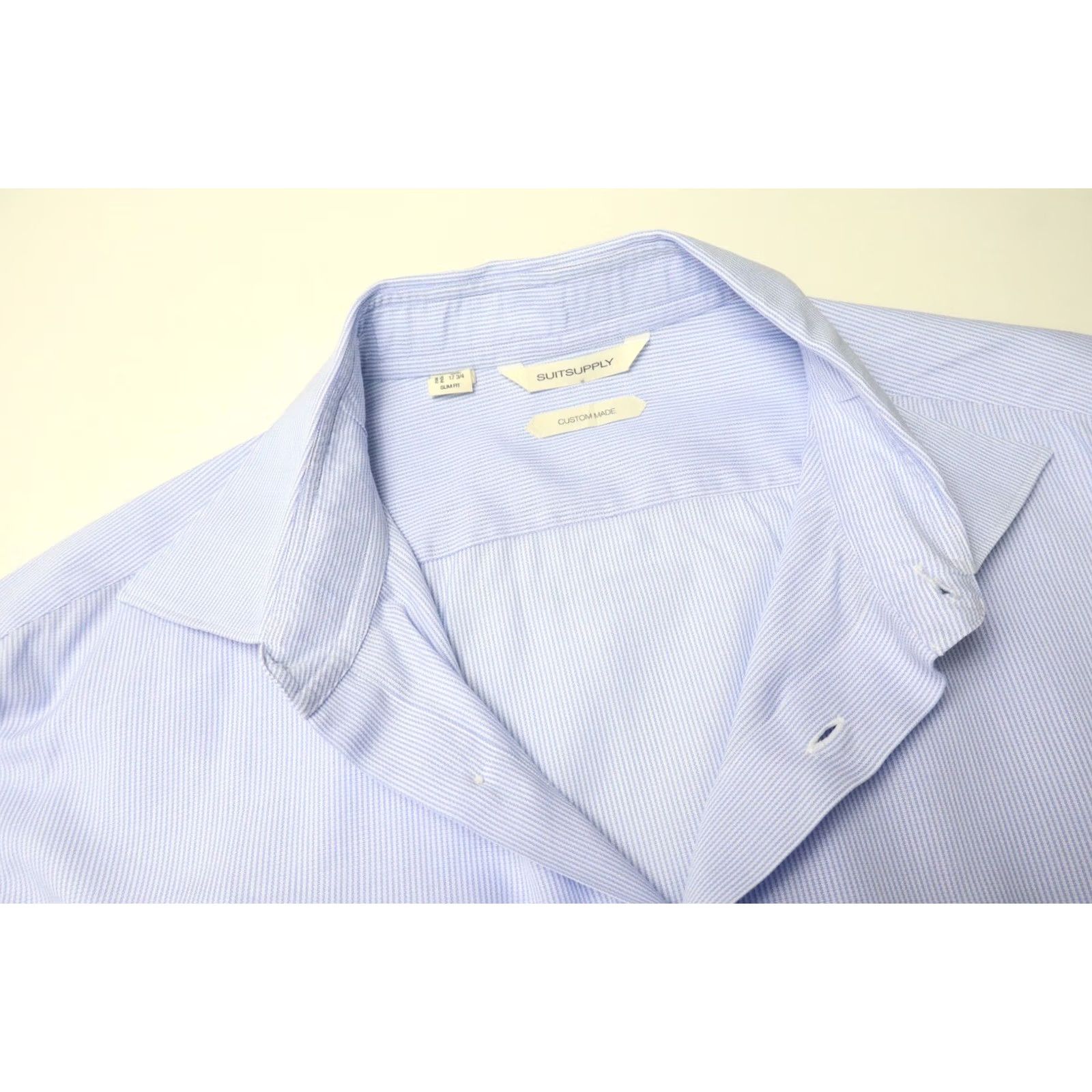 Suitsupply Suitsupply Men's Formal Shirt Slim Fit Blue Pinstripe 45/17 3/4 Size 48R - 4 Thumbnail