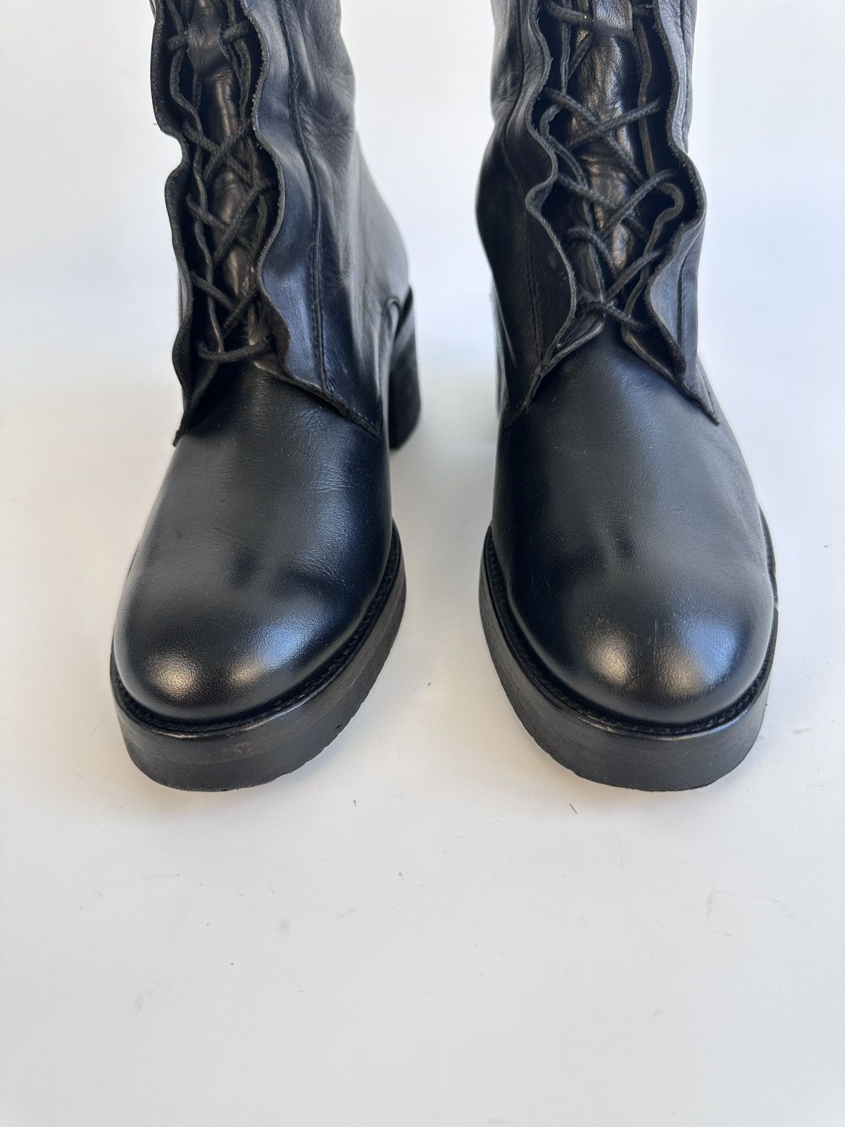 Cos COS Black Leather Lace Up Ankle Boots Size EU 39 Portugal Size US 8.5 / IT 38.5 - 5 Thumbnail