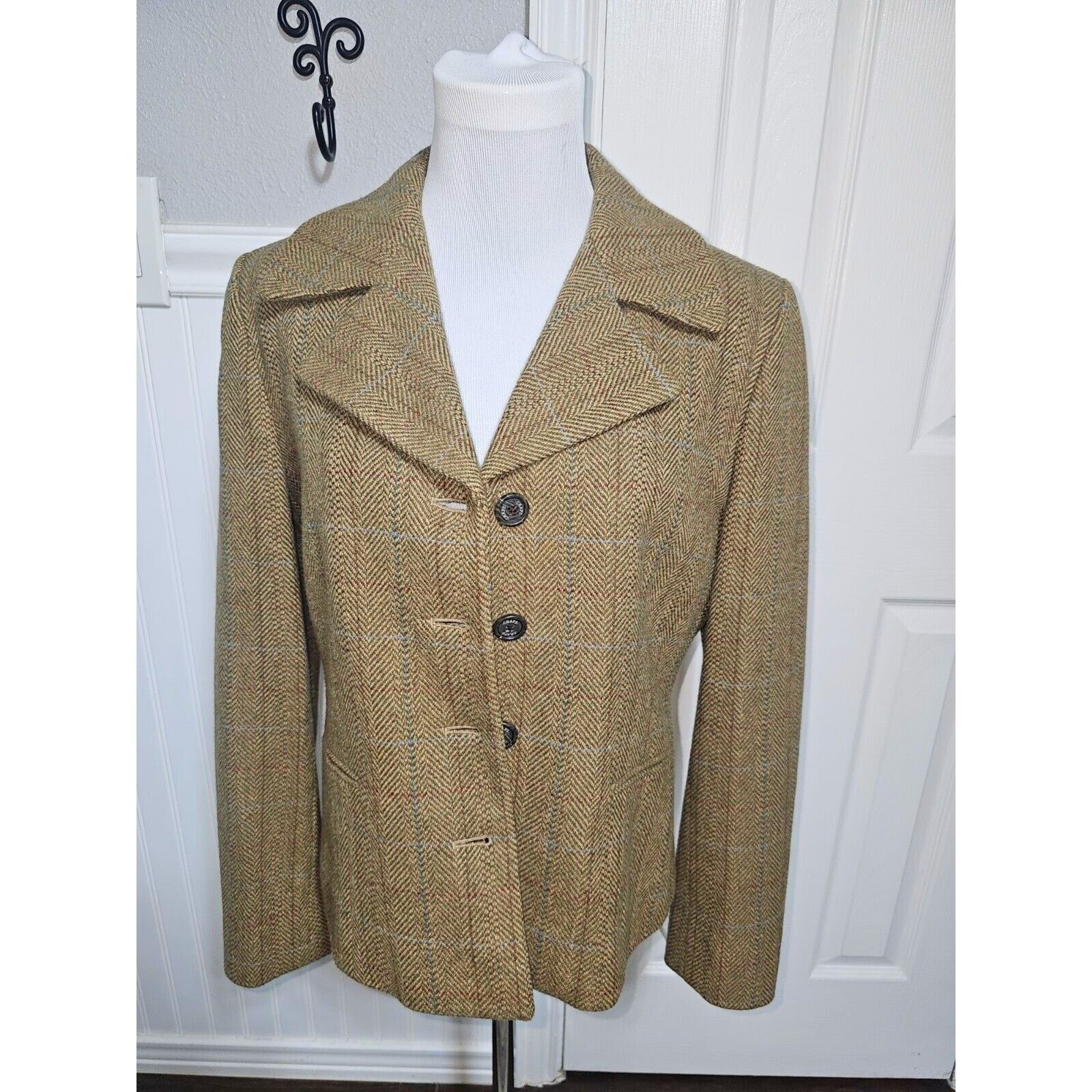 Chaps CHAPS Womens Wool Blend Brown Tweed Blazer/Jacket Size L Size L / US 10 / IT 46 - 2 Thumbnail