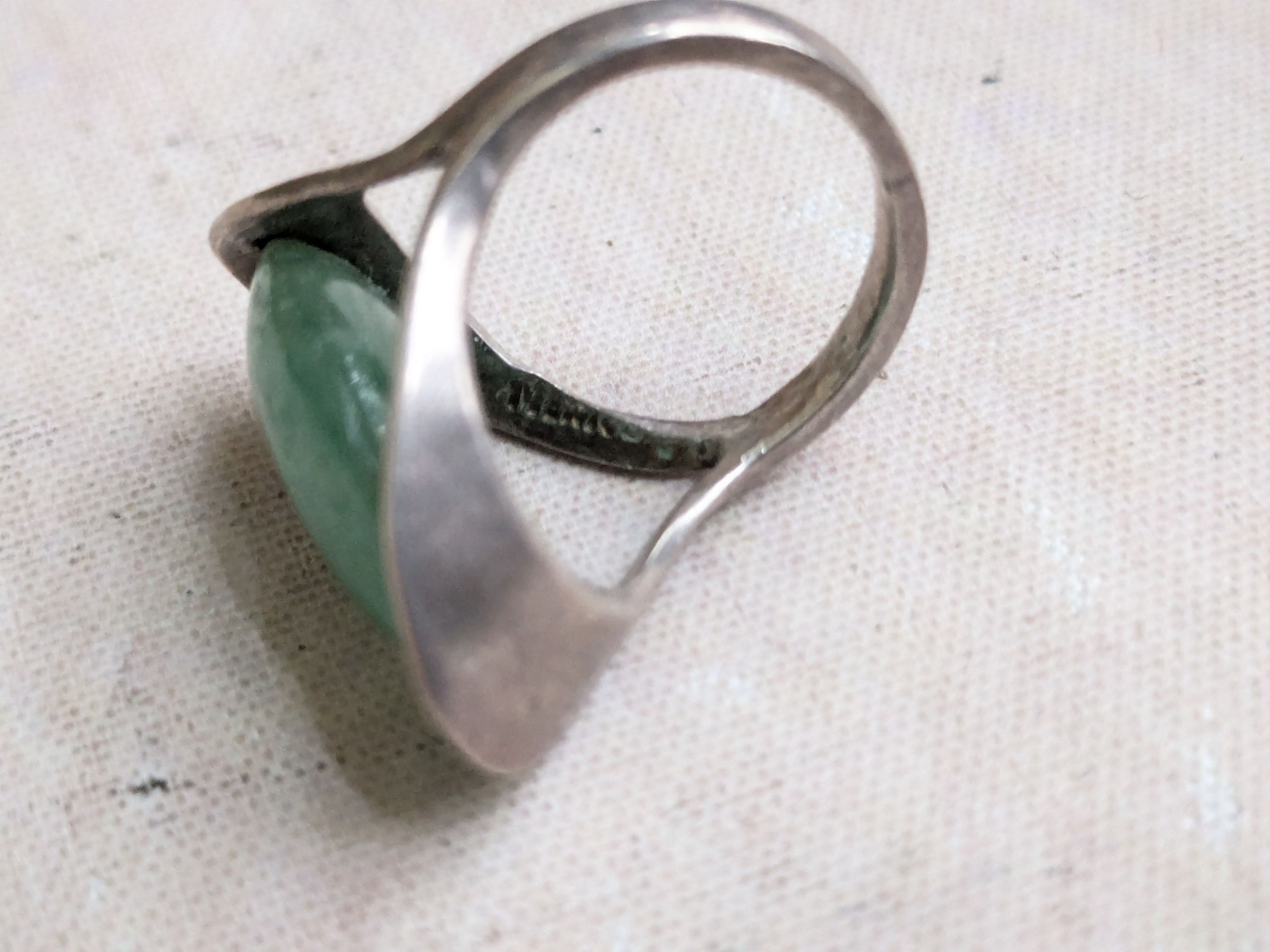 Sterling Silver Vintage Sterling Silver Ring Green Aventurine 5.75 Taxco Size ONE SIZE - 6 Thumbnail