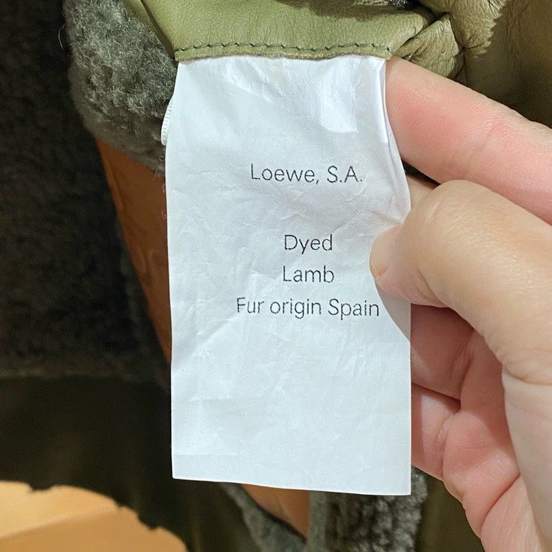 LOEWE Logo leather coat with fur
