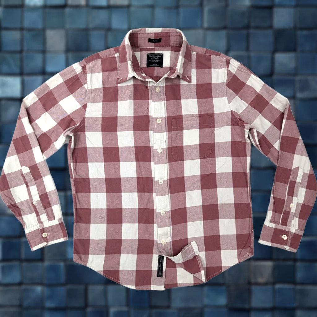 Abercrombie & Fitch Abercrombie & Fitch Slim Fit Plaid Check Flannel Shirt Men's Red S Button-Down, Cotton, Long Sleeve, Pocket, Slim Size US S / EU 44-46 / 1 - 1 Thumbnail