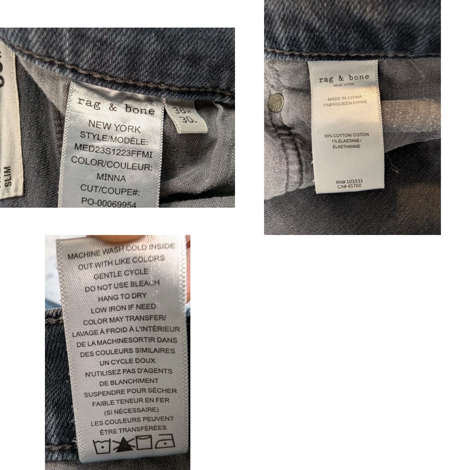 Rag & Bone rag & bone Fit 2 Slim Fit Jeans Mens 36x28 Gray Denim Straight 5-Pocket Stretch Leather Logo Renegade 36 Mens Regular Jeans Size US 36 / EU 52 - 9 Thumbnail