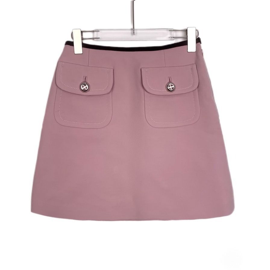 Prada Prada Light Pink A-Line Skirt With Buttoned Pockets Size 40 Size 40" / US 18 - 1 Thumbnail