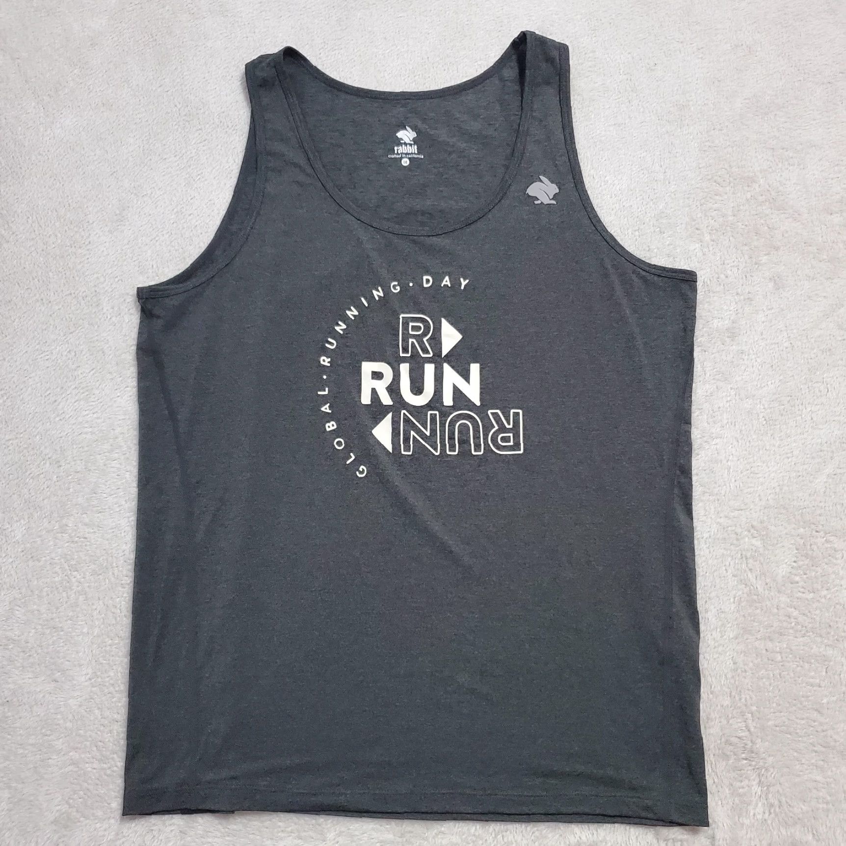 Vintage Rabbit Tank Top Women Large Charcoal Gray Global Running Day Graphic Shirt Size L / US 10 / IT 46 - 2 Thumbnail