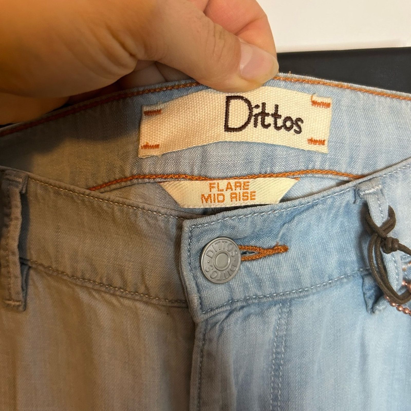Other Nwt Dittos Mid Rise Chambray Flare Pants Size 25" / US 0 / IT 36 - 3 Thumbnail