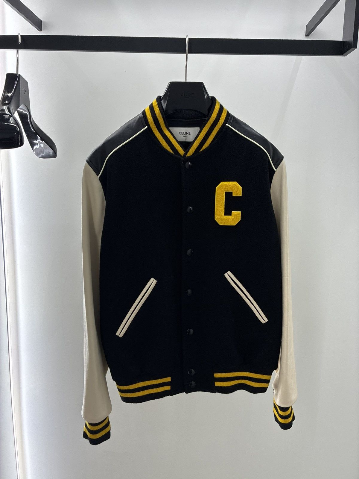 Celine Celine Teddy Matiere Leather Varsity Jacket RARE Size US L / EU 52-54 / 3 - 1 Thumbnail