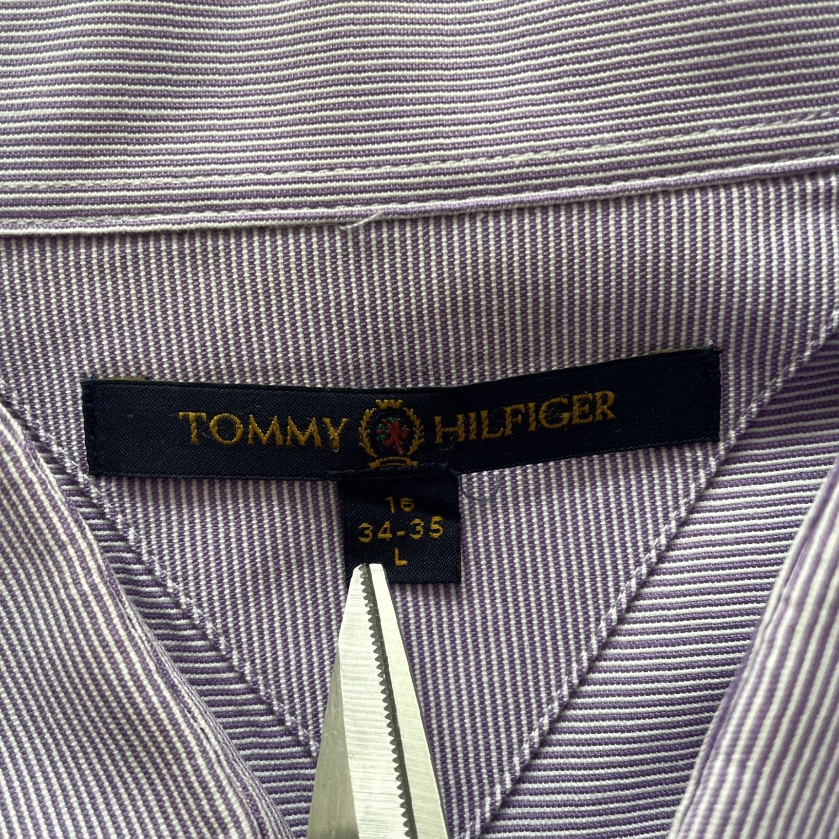 Tommy Hilfiger Tommy Hilfiger Shirt Mens L Purple Pinstripe Long Sleeve Button Up MINT Size US L / EU 52-54 / 3 - 3 Thumbnail