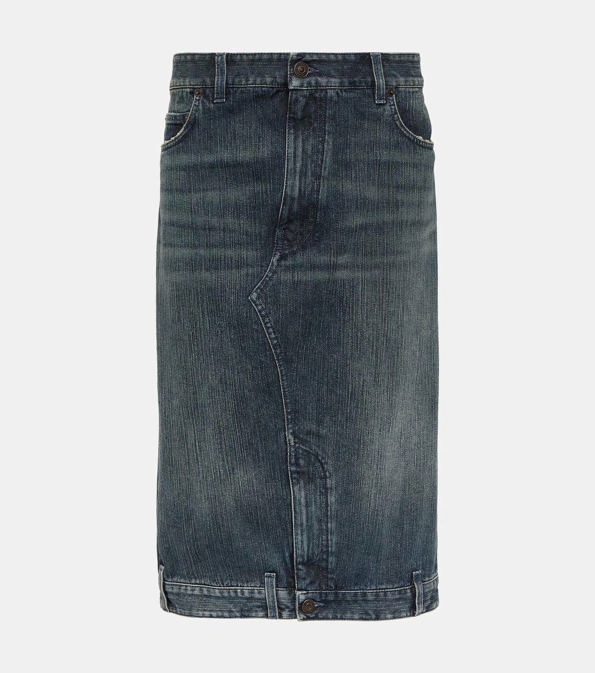 Balenciaga o1y0625 Denim Midi Skirt in Blue Size 26" / US 2 / IT 38 - 1 Thumbnail