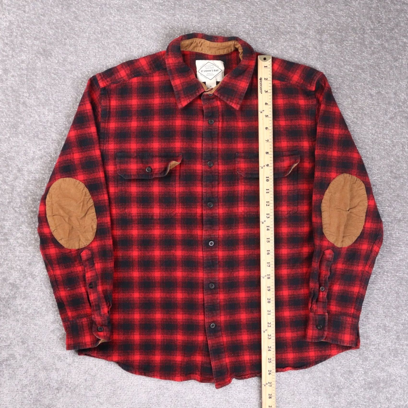 Vintage St. John's Bay Red Black Flannel Shirt XL Long Sleeve Collared Button-Up Mens Size US XL / EU 56 / 4 - 3 Thumbnail
