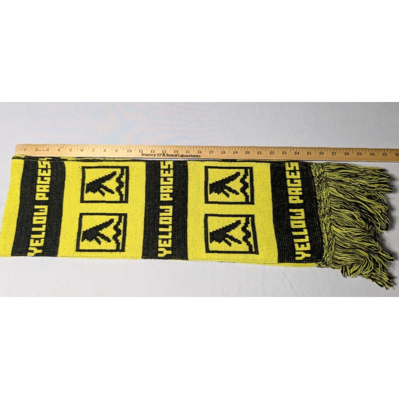 Vintage VTG THE YELLOW PAGES Let Your Fingers Do the Walking Scarf Scarf Adult Unisex Yellow 50" Fringe 62" Vintage The Yellow Pages Size ONE SIZE - 6 Thumbnail