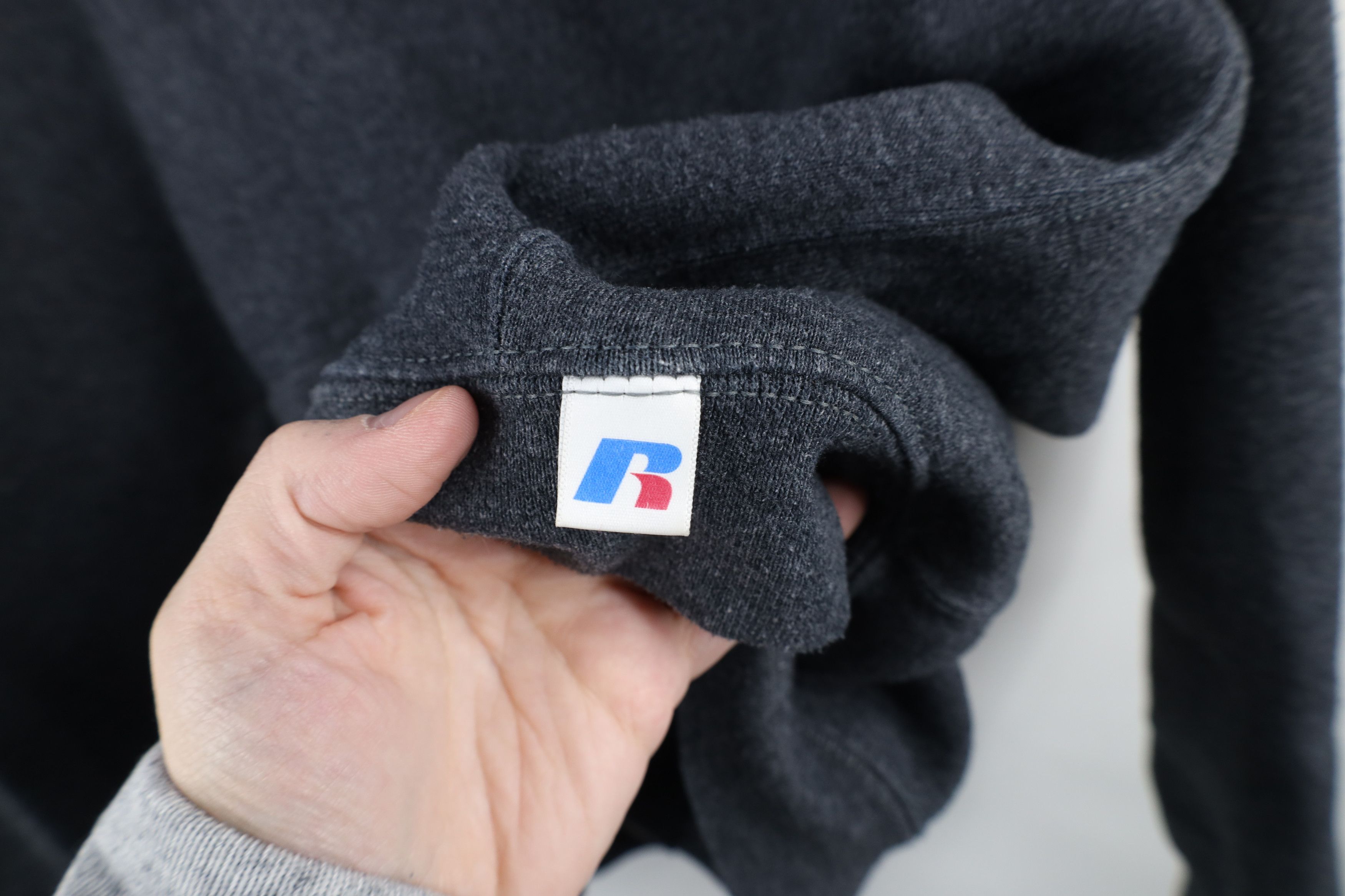 Russell Athletic × Vintage Vintage 90s Russell Athletic Blank Heavyweight Hoodie Gray Size US XXL / EU 58 / 5 - 4 Thumbnail