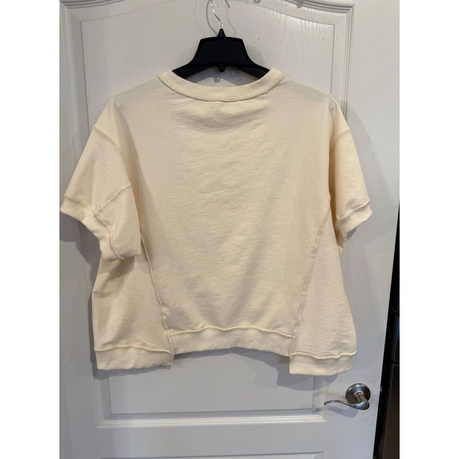 Vintage Fantastic Fawn Shirt Womens S Ivory Yeehaw Sequin Short Sleeve Oversized Cowboy Western Top Size S / US 4 / IT 40 - 4 Thumbnail