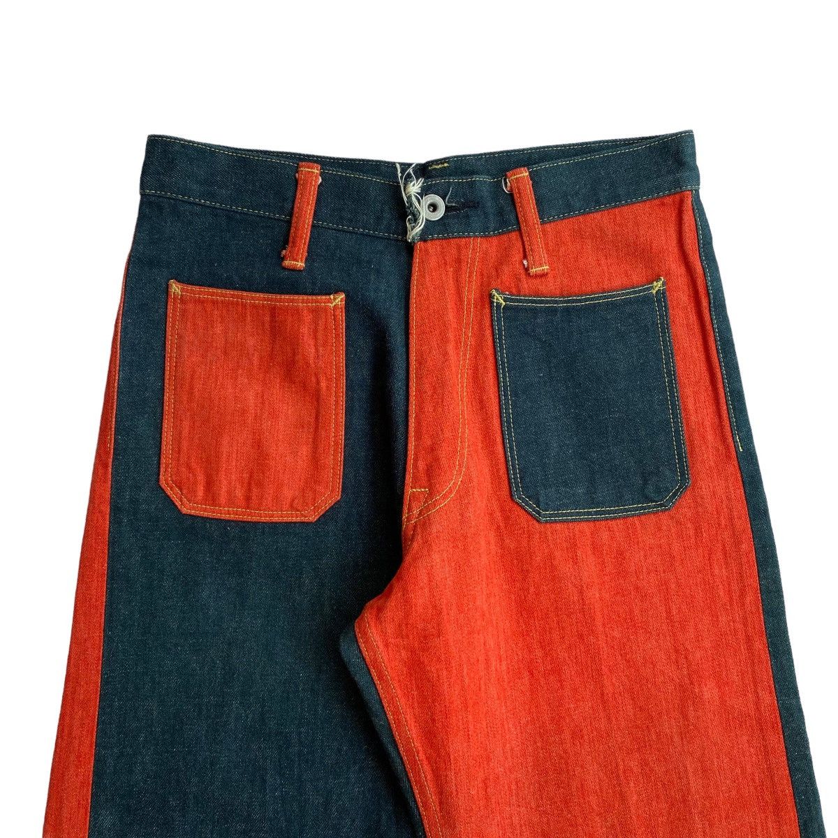 Kapital Kapital P.R.C Flared Twotone Denim Pants Size US 28 / EU 44 - 4 Thumbnail