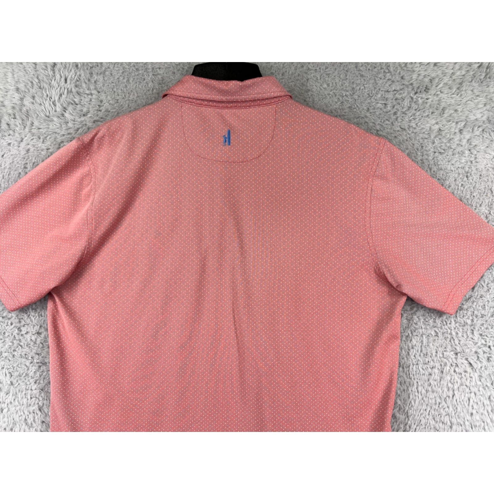 johnnie-O johnnie-O Polo Shirt Mens M Pink Dotted Golf Polo Shirt Poly Blend Short Sleeve Embroidered Logo Regular Fit Size US M / EU 48-50 / 2 - 6 Thumbnail