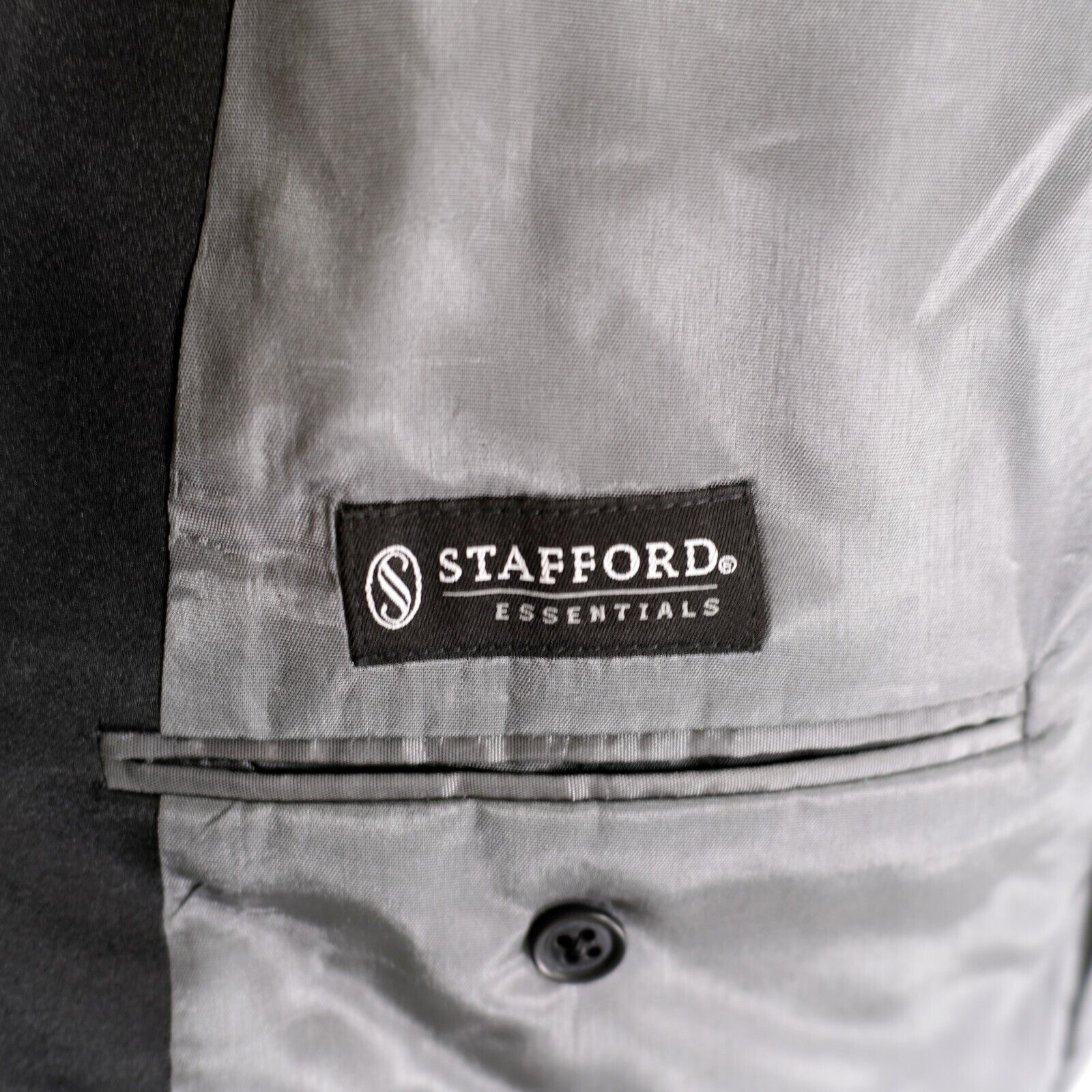 Stafford Stafford Essentials Black Wool 1 Felt Button Tuxedo Jacket 4 Size 40L - 9 Thumbnail