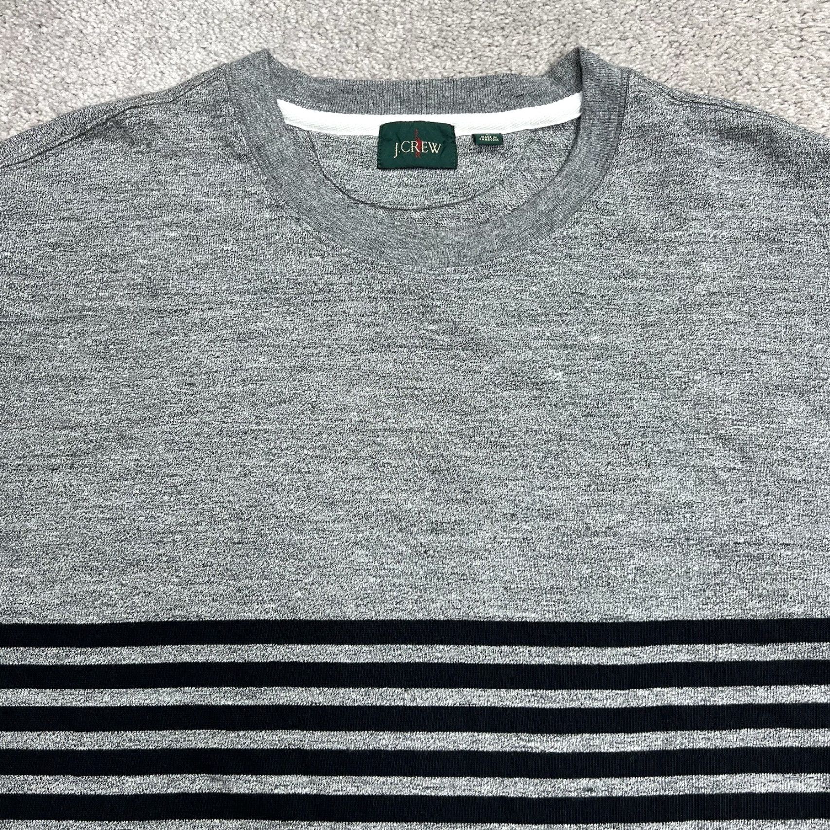 J.Crew J. Crew Oarsman Sweatshirt Mens Large Gray Stripe Rugby Crewneck Pullover Holiday? Size US L / EU 52-54 / 3 - 3 Thumbnail