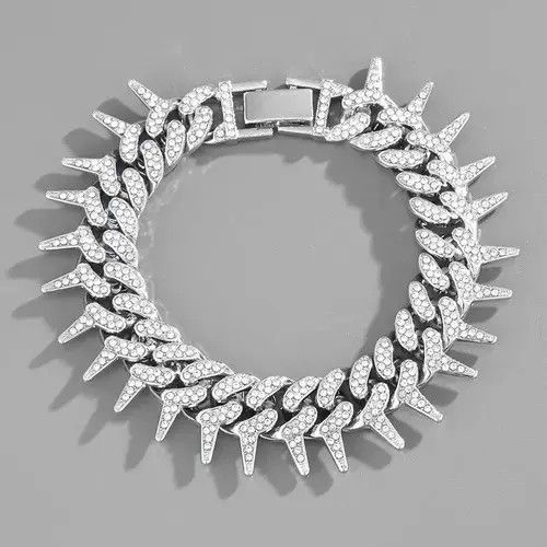 Jewelry 2.3cm Width Spike Diamond Shining Bracelet Size ONE SIZE - 3 Thumbnail