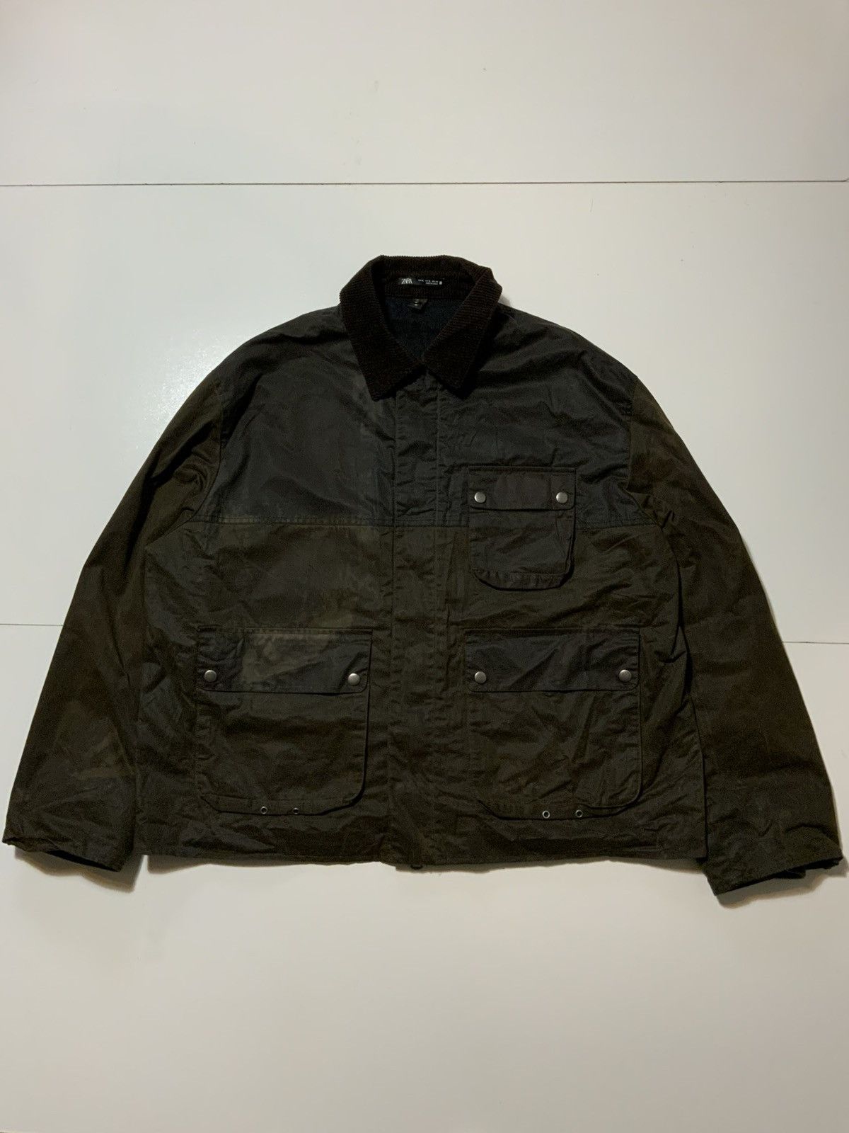 Zara Zara Work Wax Coated Field Corduroy Collar Utility Jacket Size US XL / EU 56 / 4 - 1 Thumbnail