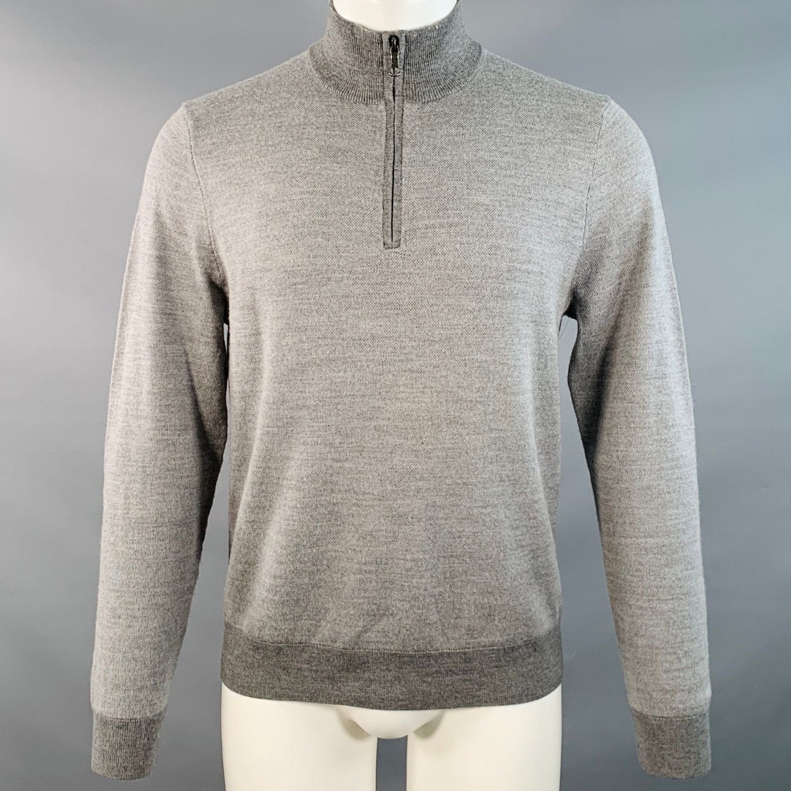 Brooks Brothers BROOKS BROTHERS Size M Grey Merino Wool 1/4 Zip Pullover Size US M / EU 48-50 / 2 - 1 Thumbnail