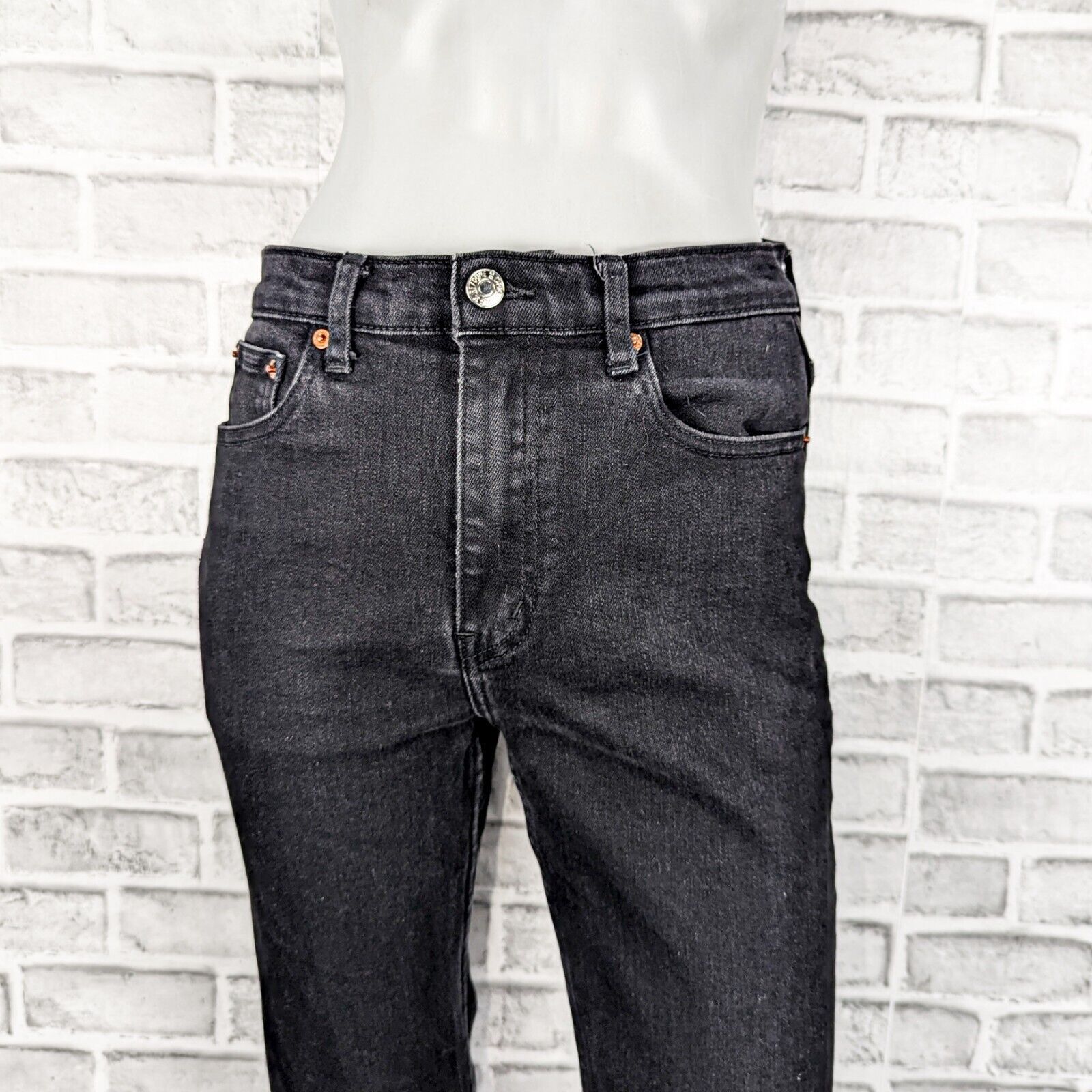 RE/DONE RE/DONE High Waist Stretch Crop Denim Jeans in Black Med Size 29" - 8 Thumbnail