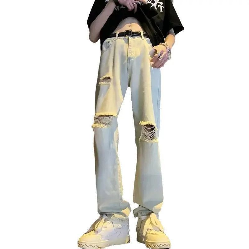 Japanese Brand Loose straight tube mud dyed ripped jeans Size US 32 / EU 48 - 5 Thumbnail