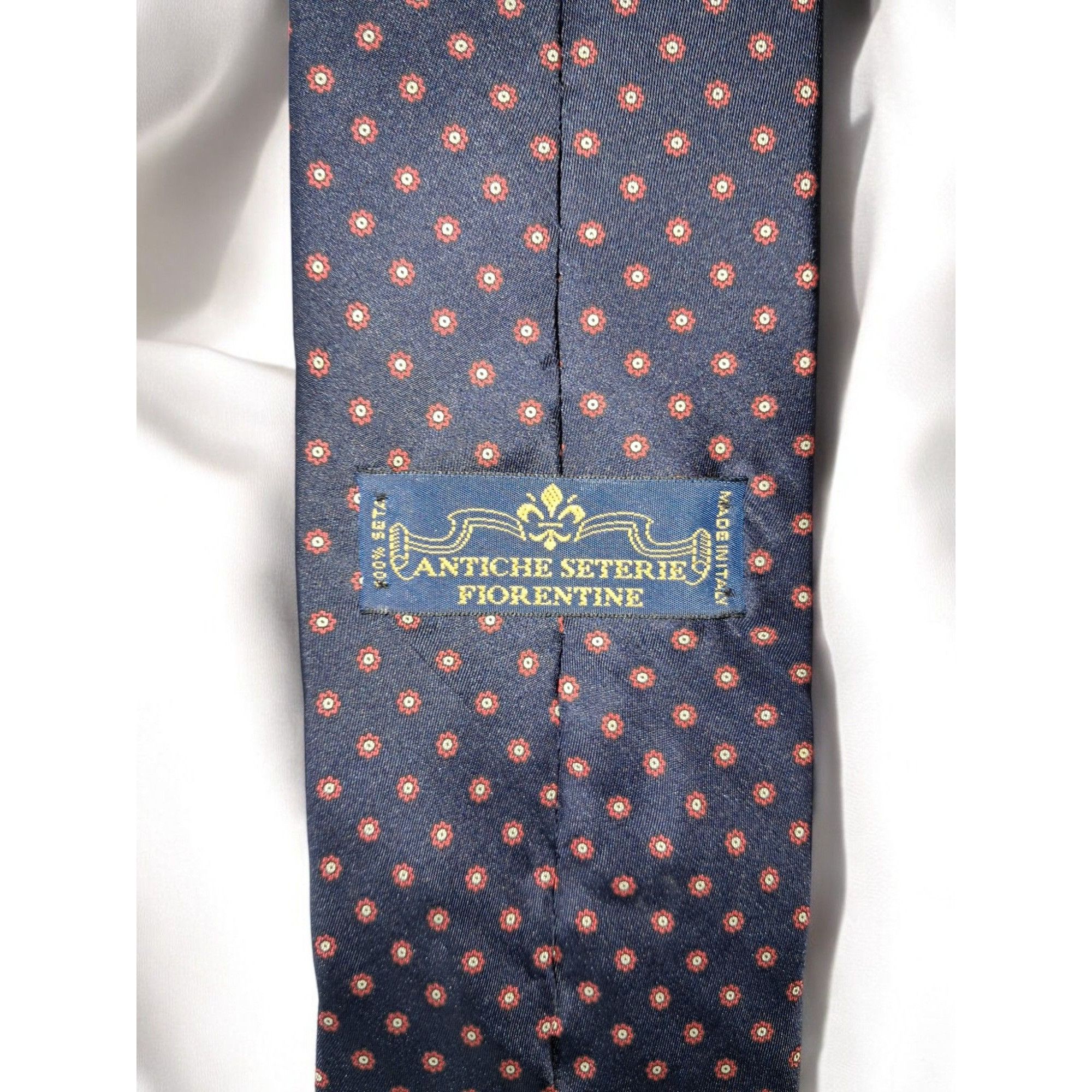 Other Antiche Seterie Fiorentine Blue Patterned 100% Silk Tie Made Size ONE SIZE - 9 Thumbnail