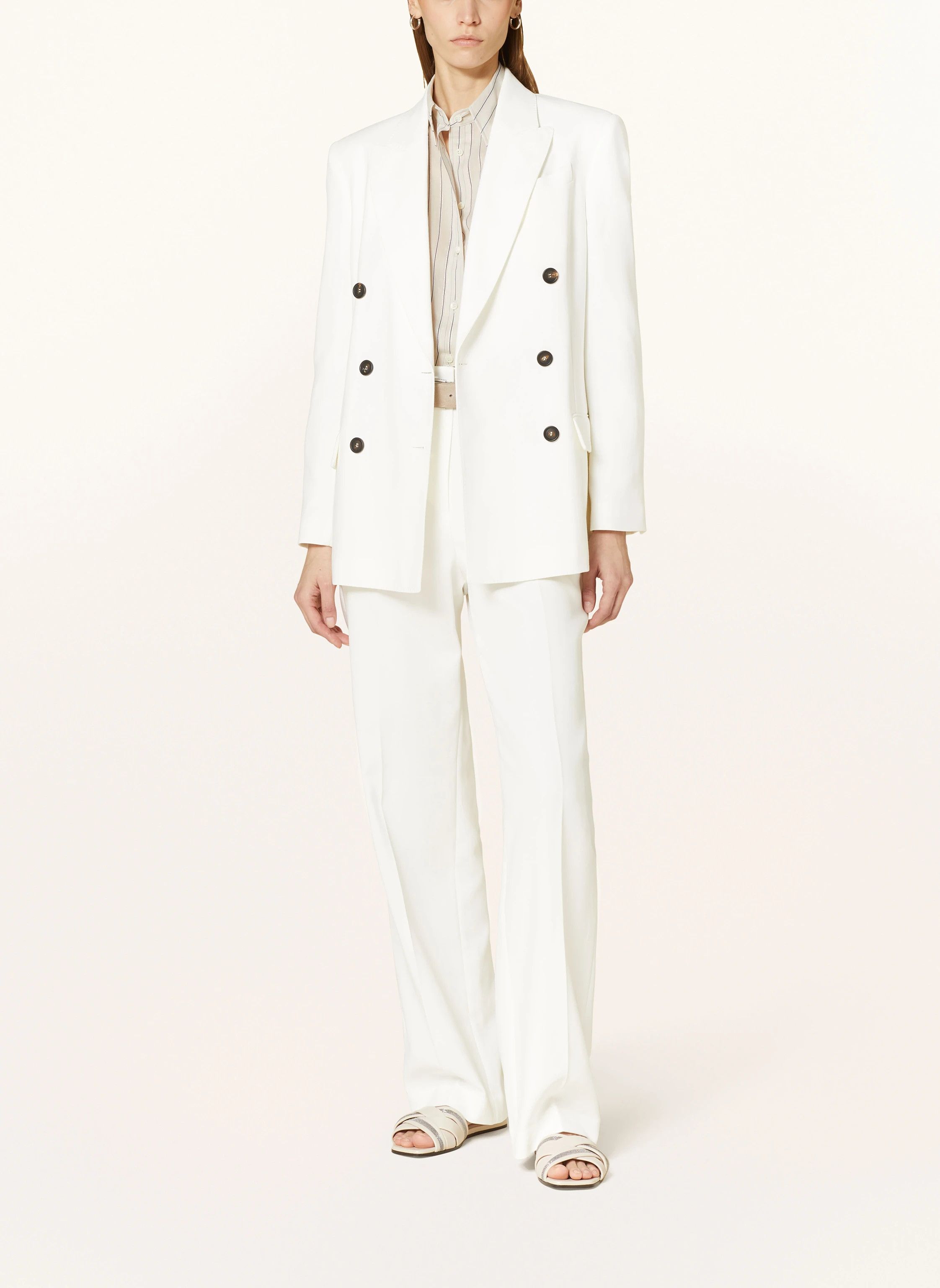 Brunello Cucinelli o1w1db10825 Woven Jacket Wool in Open White Size M / US 6-8 / IT 42-44 - 2 Thumbnail