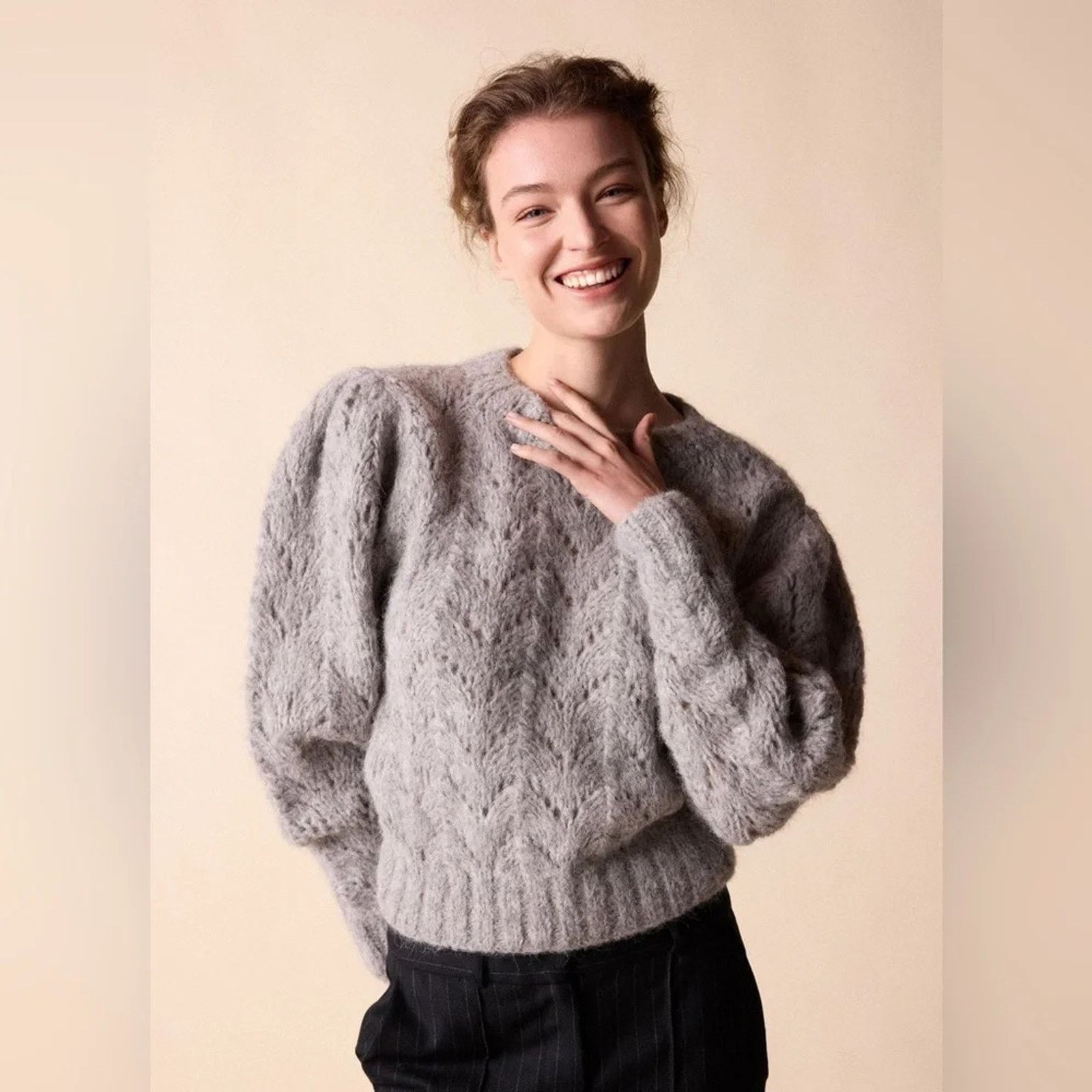Designer New St.Roche Ivy Sweater Superfine Alpaca Pullover Grey L Size L / US 10 / IT 46 - 7 Thumbnail