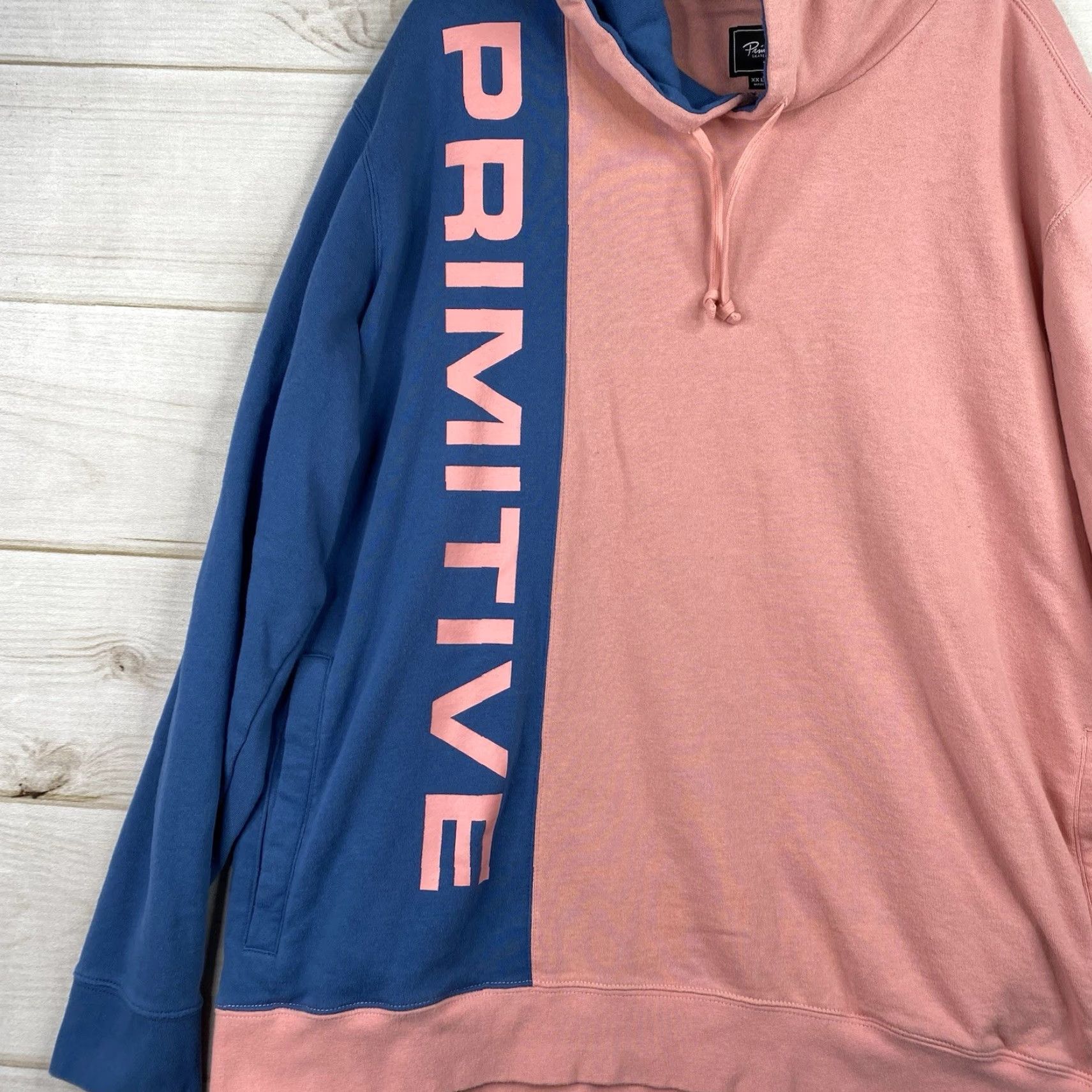 Primitive Primitive Hoodie Mens XXL Peach Blue Colorblock Pullover Y2K Skateboarding Graphic Print Hooded Pockets Winter Fall Spring Mens Size US XXL / EU 58 / 5 - 2 Thumbnail