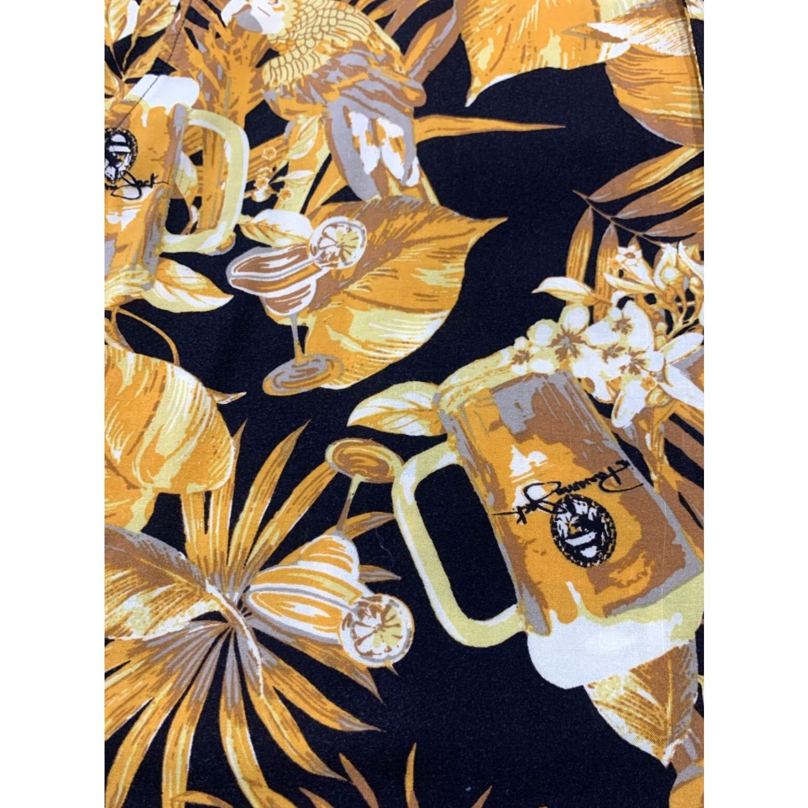 Panama Jack Panama Jack Shirt Men XL Gold Floral Rayon Button-Up Short Sleeve Casual Cocktail Caribbean Tropical Mens XL Gold Floral Shirt Size US XL / EU 56 / 4 - 6 Thumbnail
