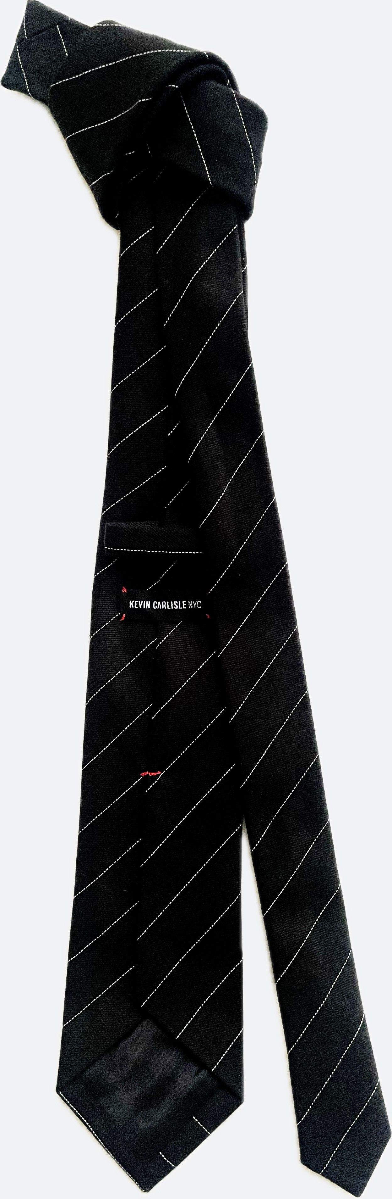 Other Handmade 7-Fold Tie – Black & White Cotton Pinstripes (3") Size ONE SIZE - 7 Thumbnail