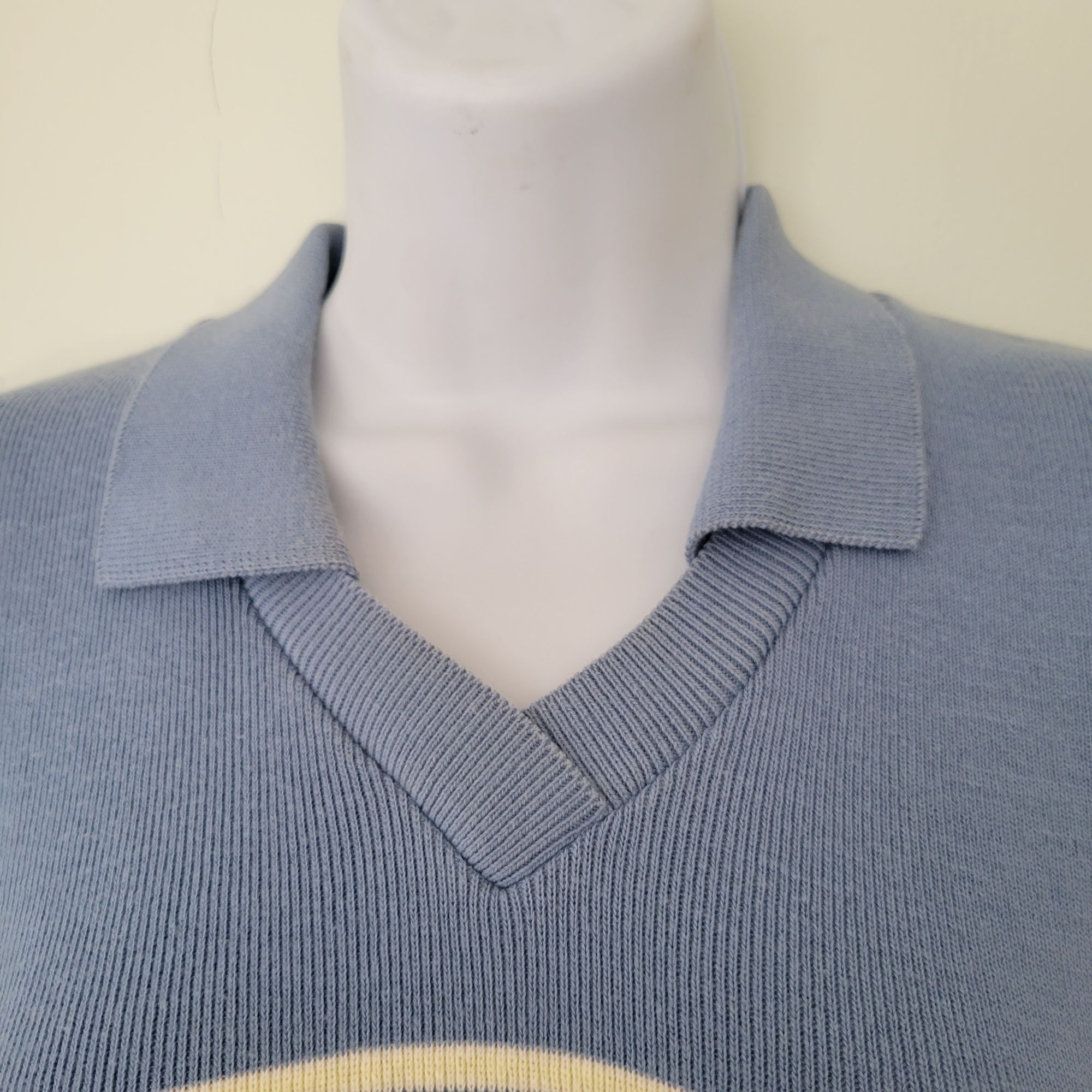 Vintage Vintage Rampage Blue Yellow Striped Knit Polo Sweater Dress Size M / US 6-8 / IT 42-44 - 3 Thumbnail