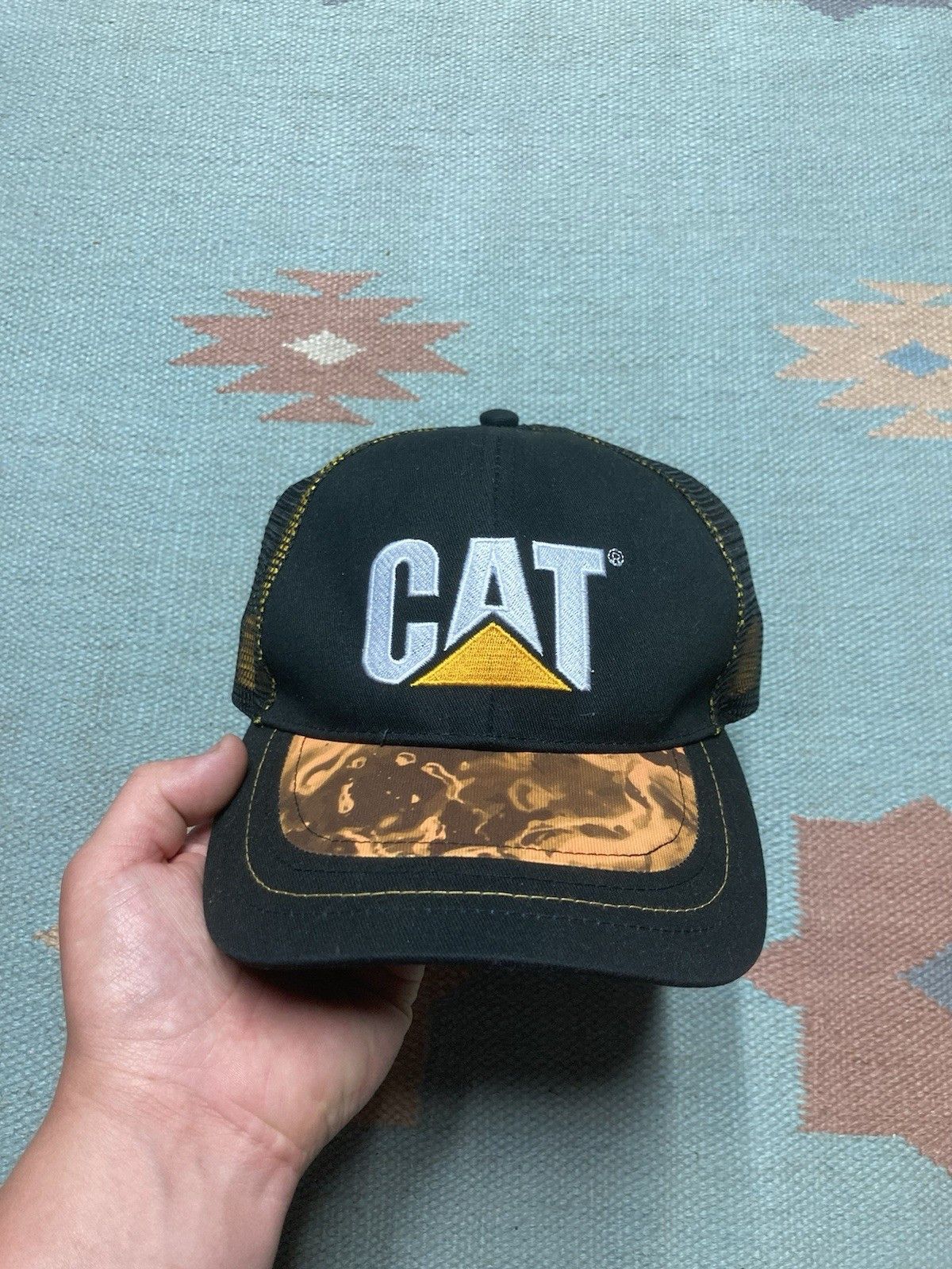 Caterpillar × Vintage Strapback hat cat caterpillar construction tractor camo Size ONE SIZE - 2 Thumbnail