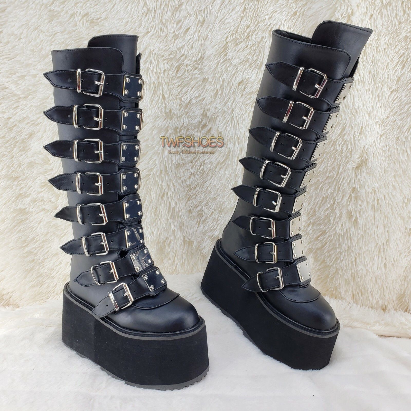 Demonia Cult DEMONIA Damned 318 Multi Strap Goth Punk Rock Platform Boots Size US 6 / IT 36 - 3 Thumbnail